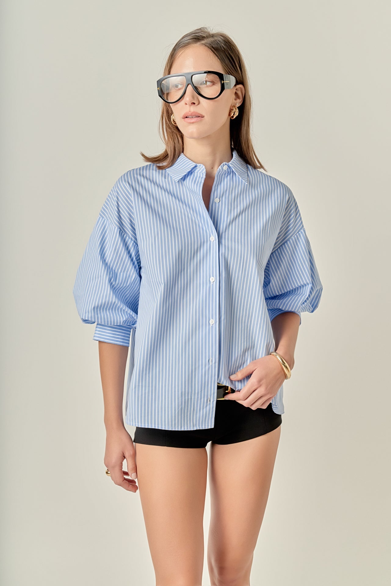 ENGLISH FACTORY - Striped Balloon Shirt - TOPS available at Objectrare