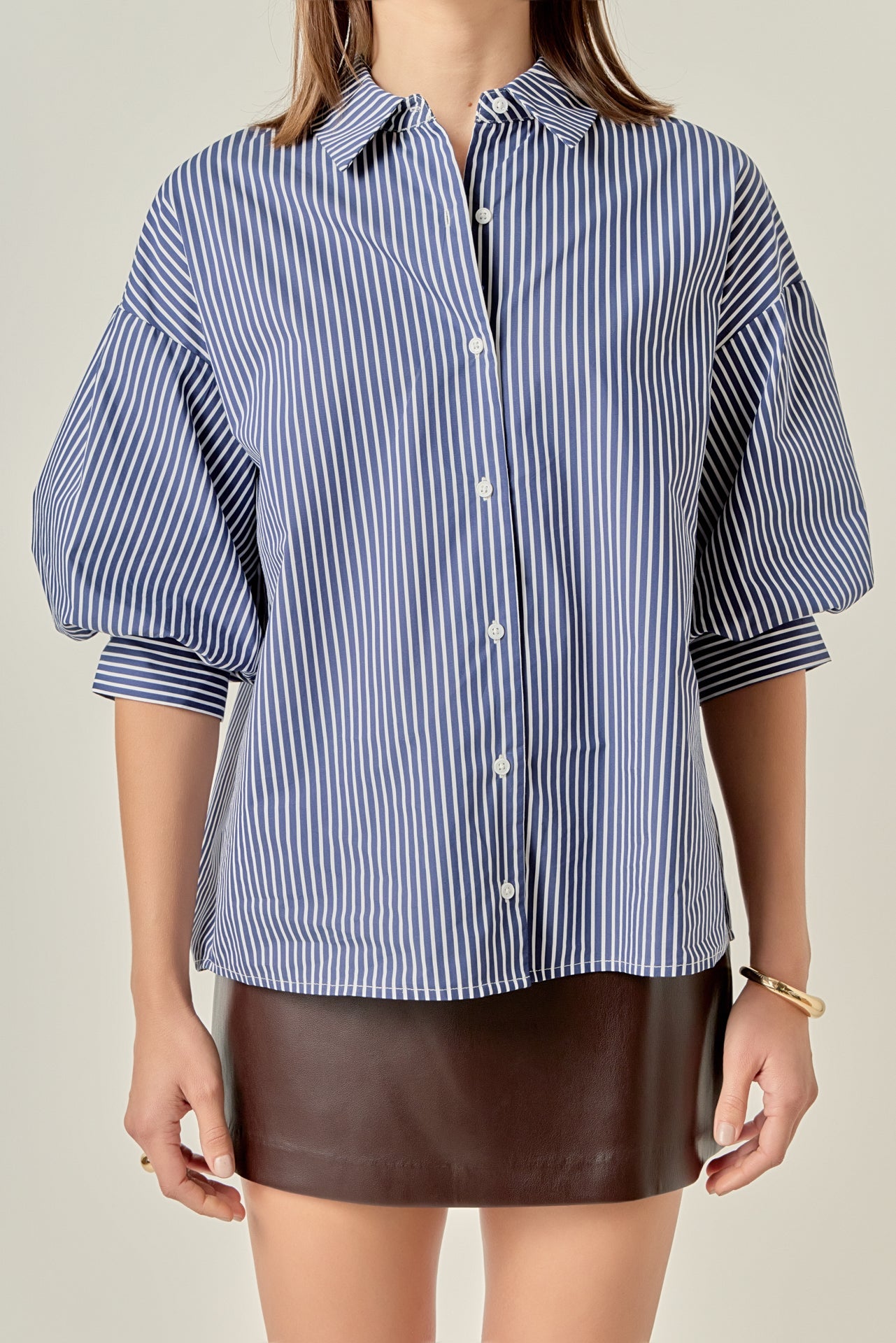 ENGLISH FACTORY - Striped Balloon Shirt - TOPS available at Objectrare