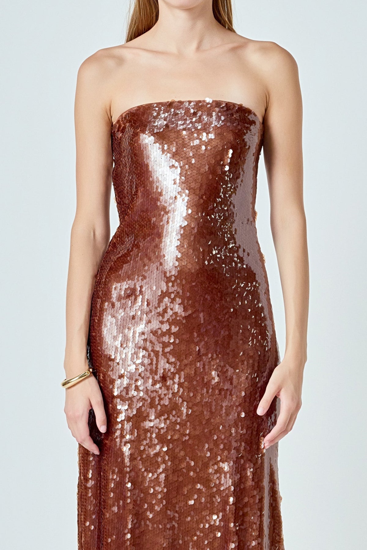 Strapless Sequin Maxi Dress