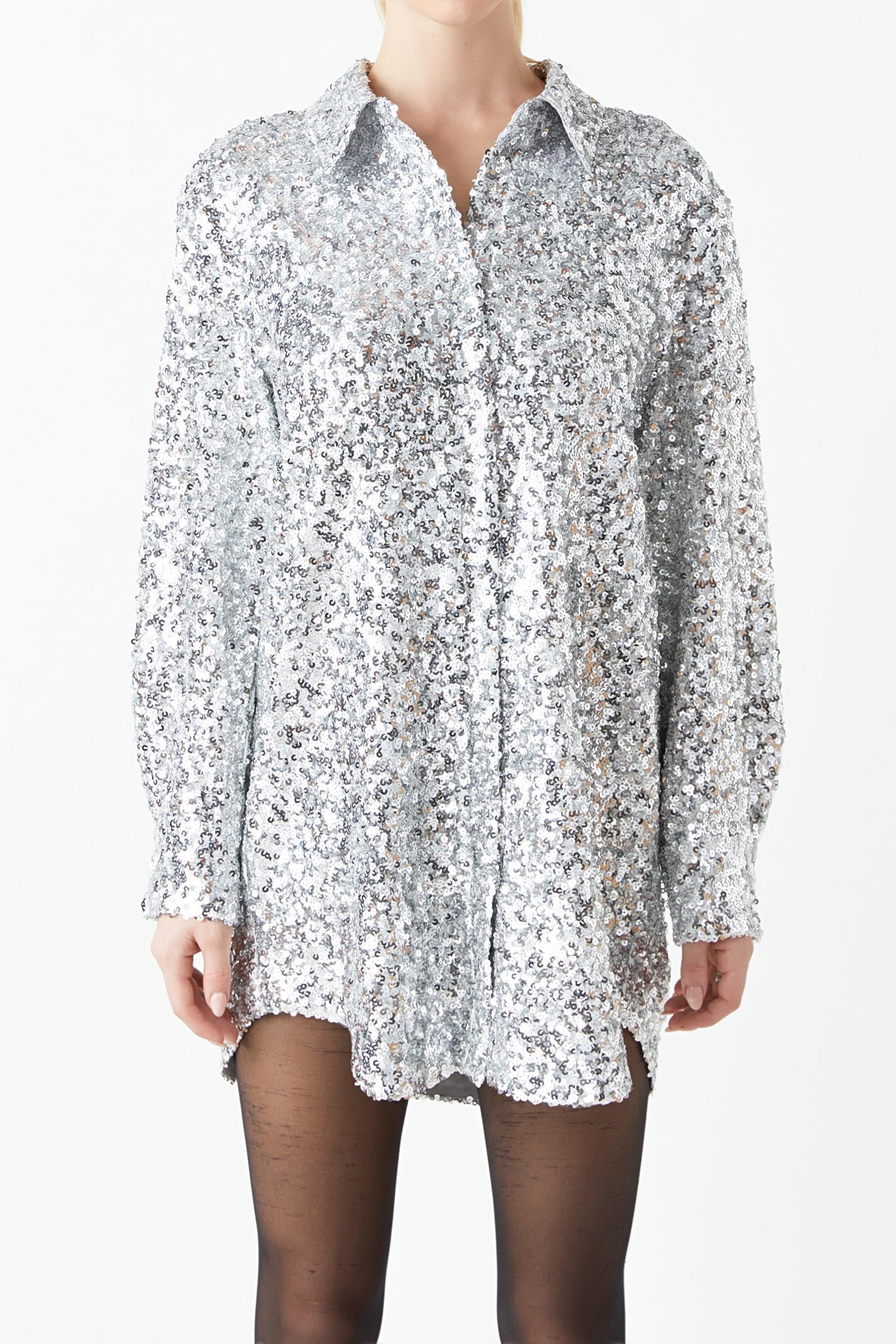 GREY LAB - Sequin Shirt Dress - DRESSES available at Objectrare