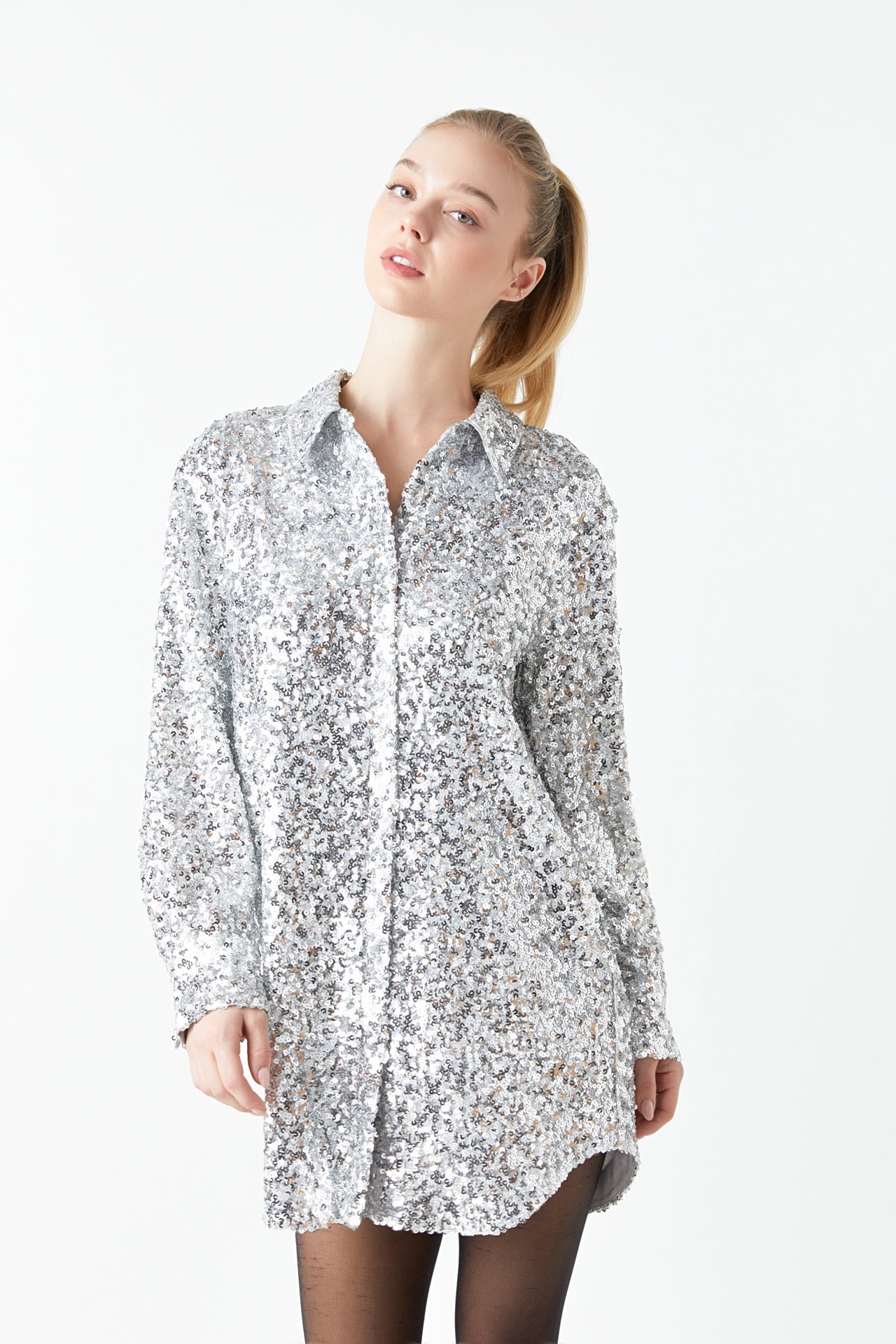 GREY LAB - Sequin Shirt Dress - DRESSES available at Objectrare