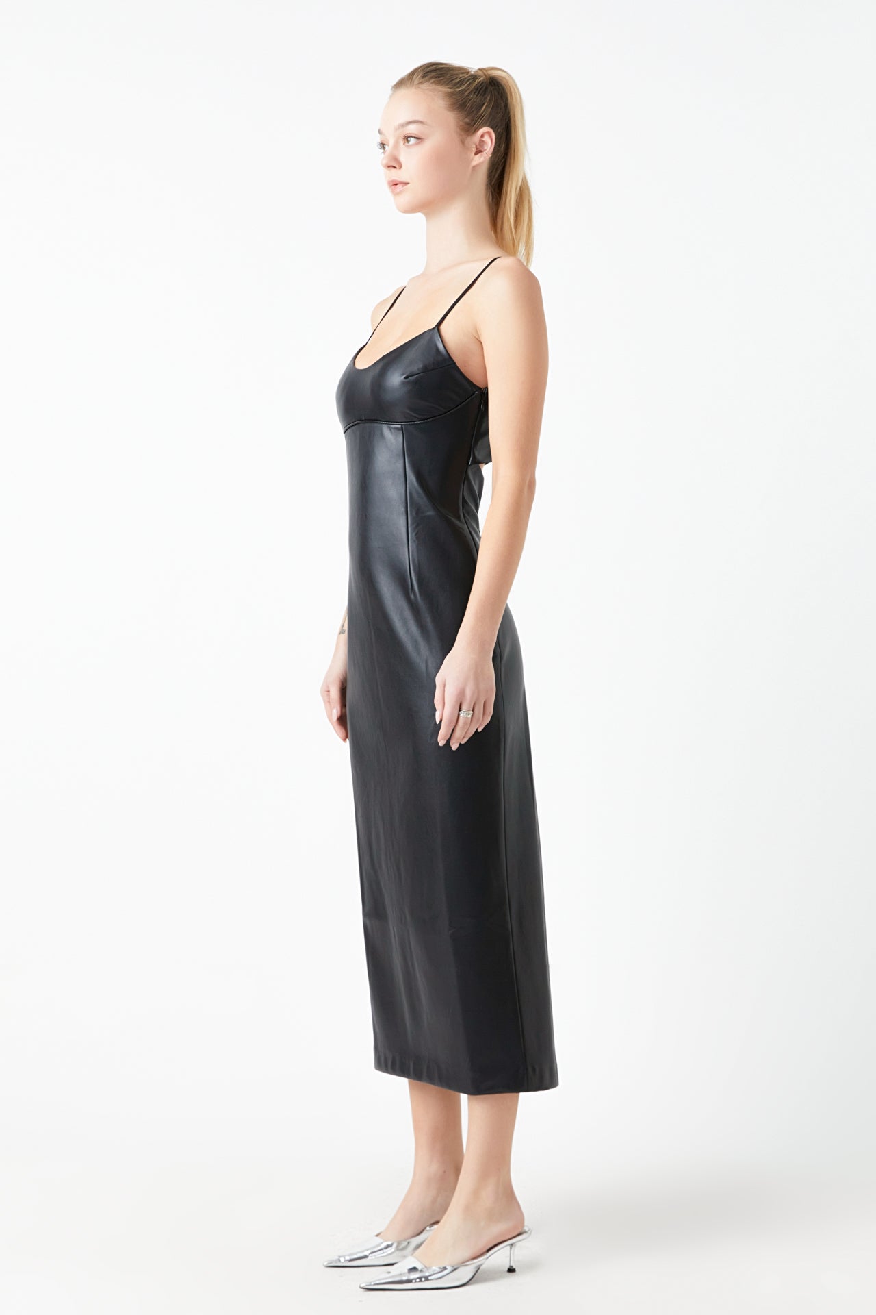 GREY LAB - Pu Midi Sleeveless Dress - DRESSES available at Objectrare