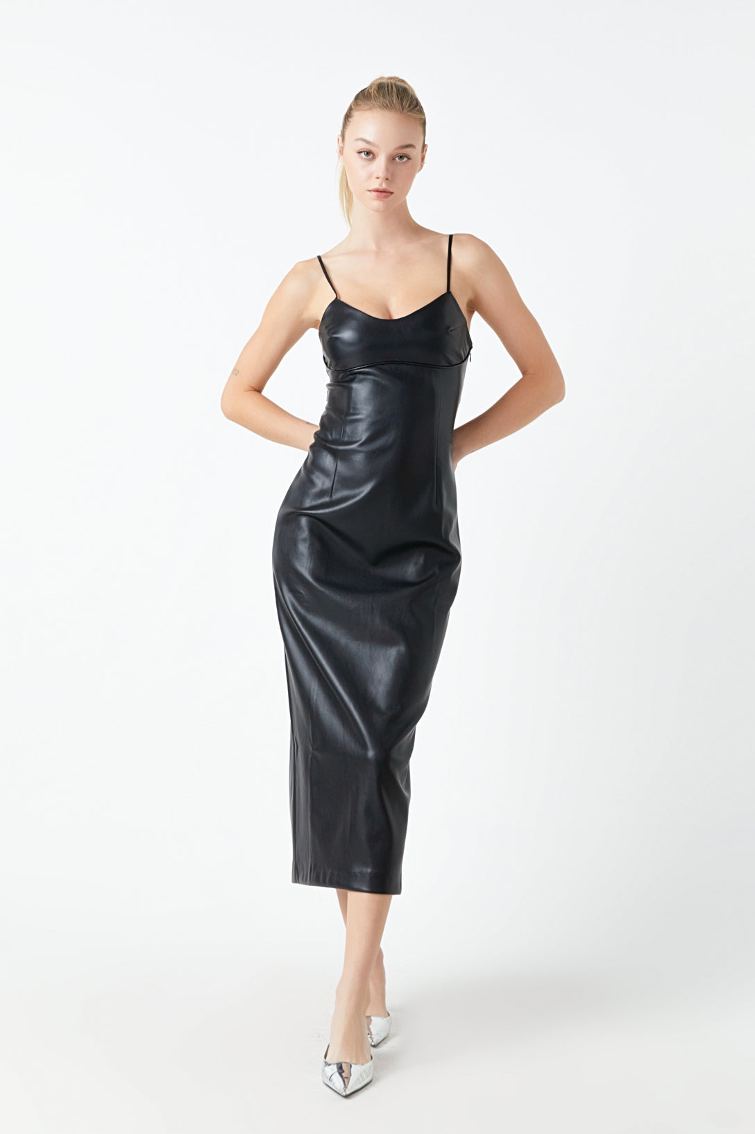 GREY LAB - Pu Midi Sleeveless Dress - DRESSES available at Objectrare