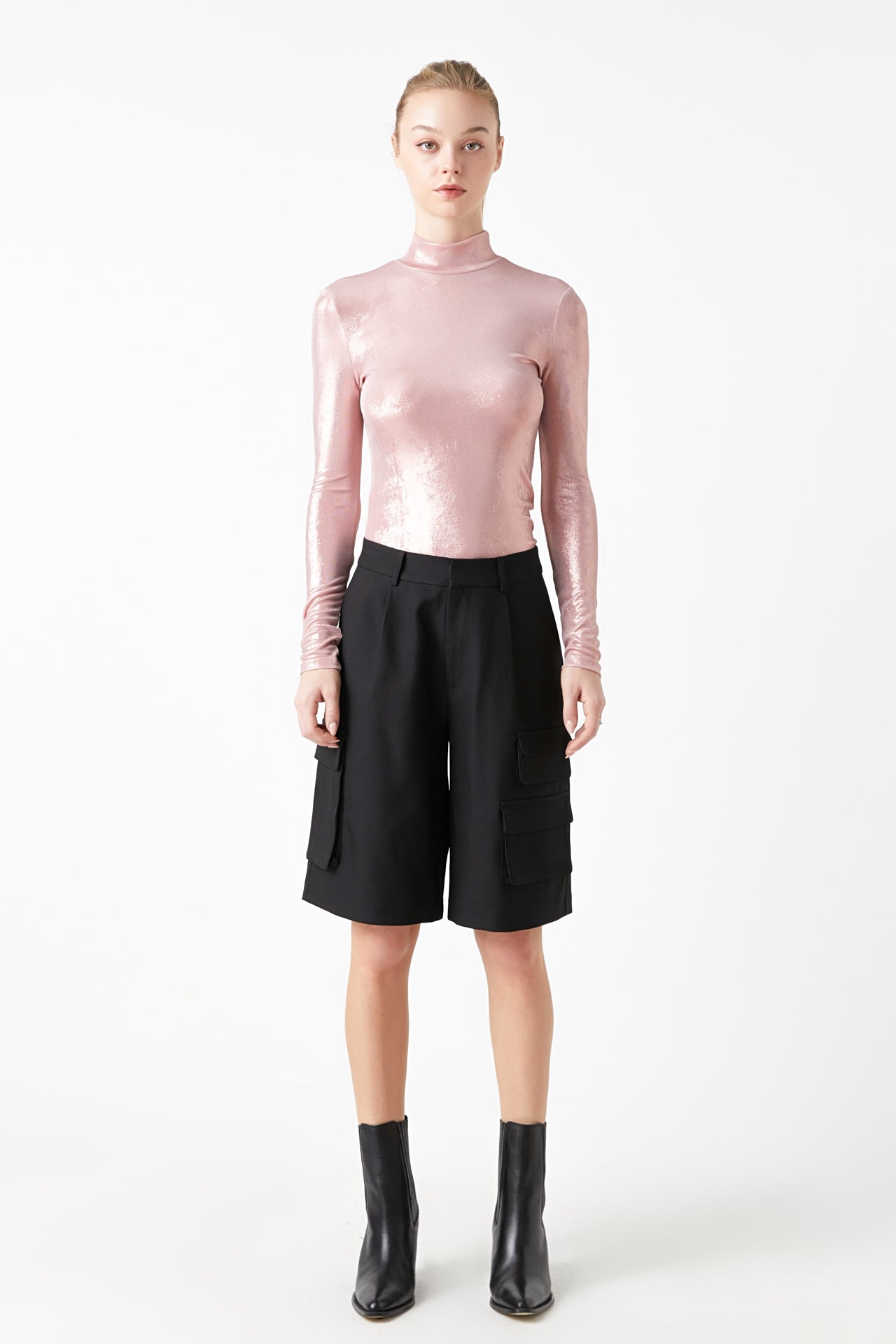 GREY LAB - Shiny Turtle Neck Top - TOPS available at Objectrare