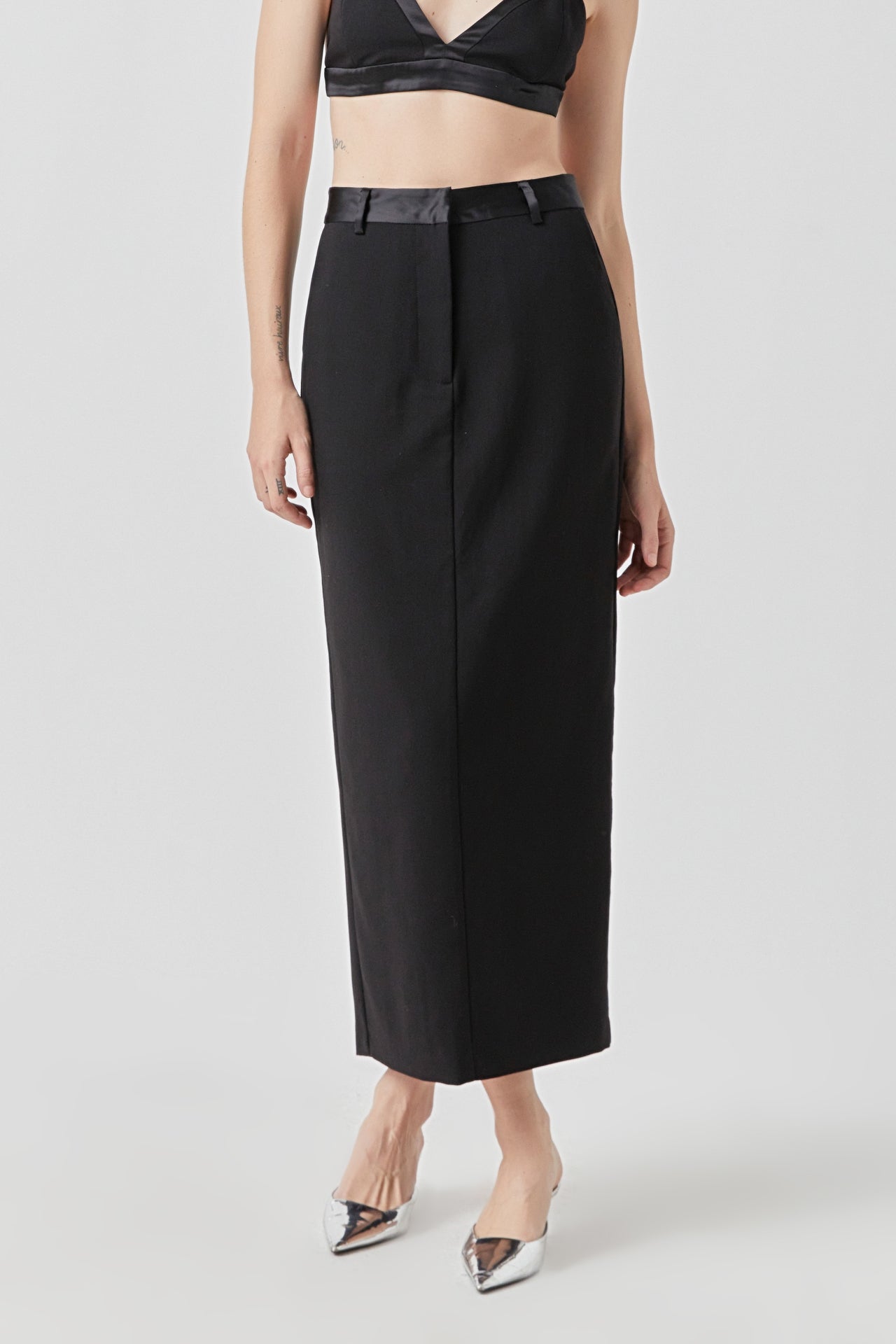 GREY LAB - Satin Contrast Maxi Skirt - SKIRTS available at Objectrare