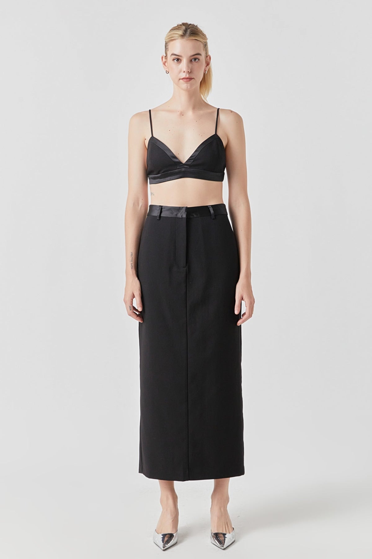GREY LAB - Satin Contrast Maxi Skirt - SKIRTS available at Objectrare