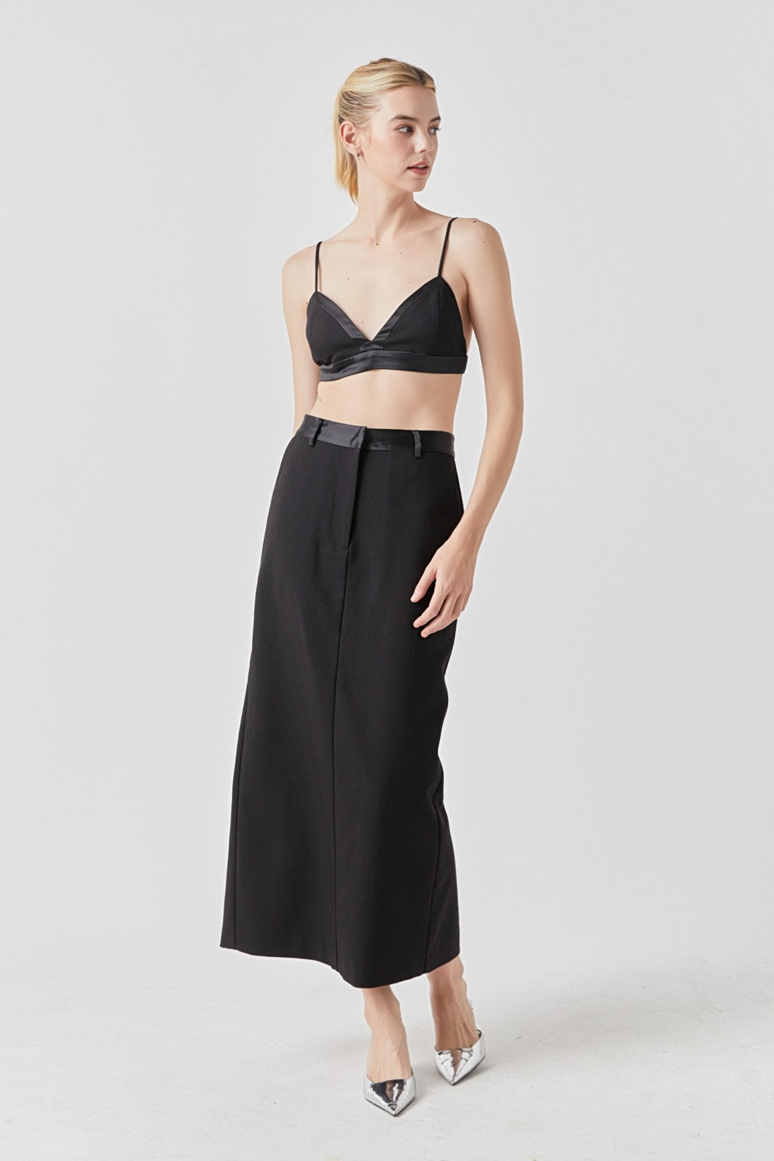GREY LAB - Satin Contrast Maxi Skirt - SKIRTS available at Objectrare