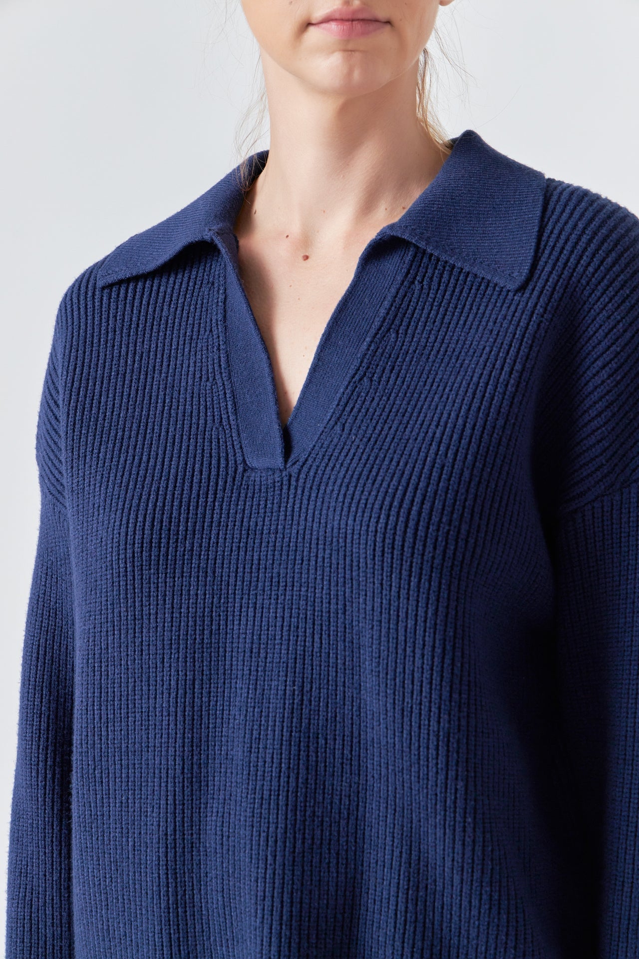 GREY LAB - Collar V neck Knit Top - TOPS available at Objectrare