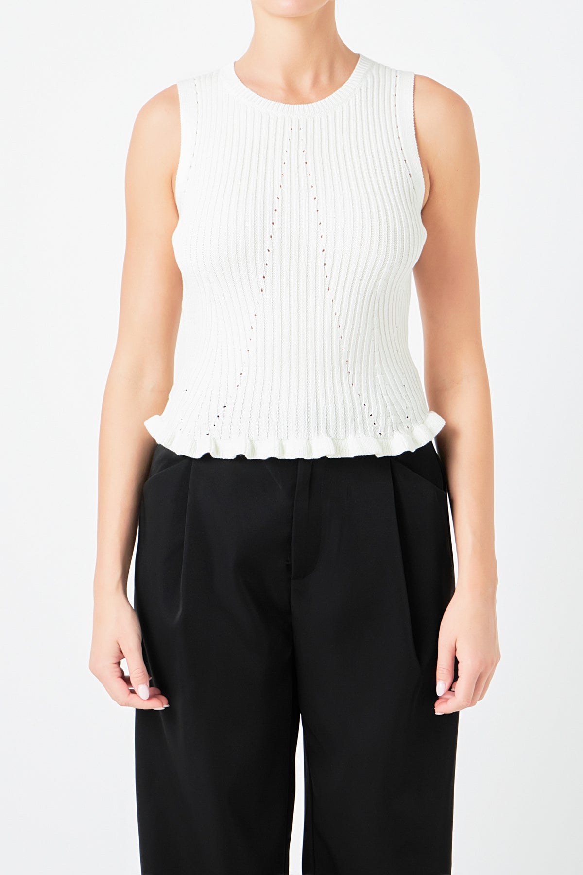 ENDLESS ROSE - Sleeveless Frill Detailed Top - TOPS available at Objectrare