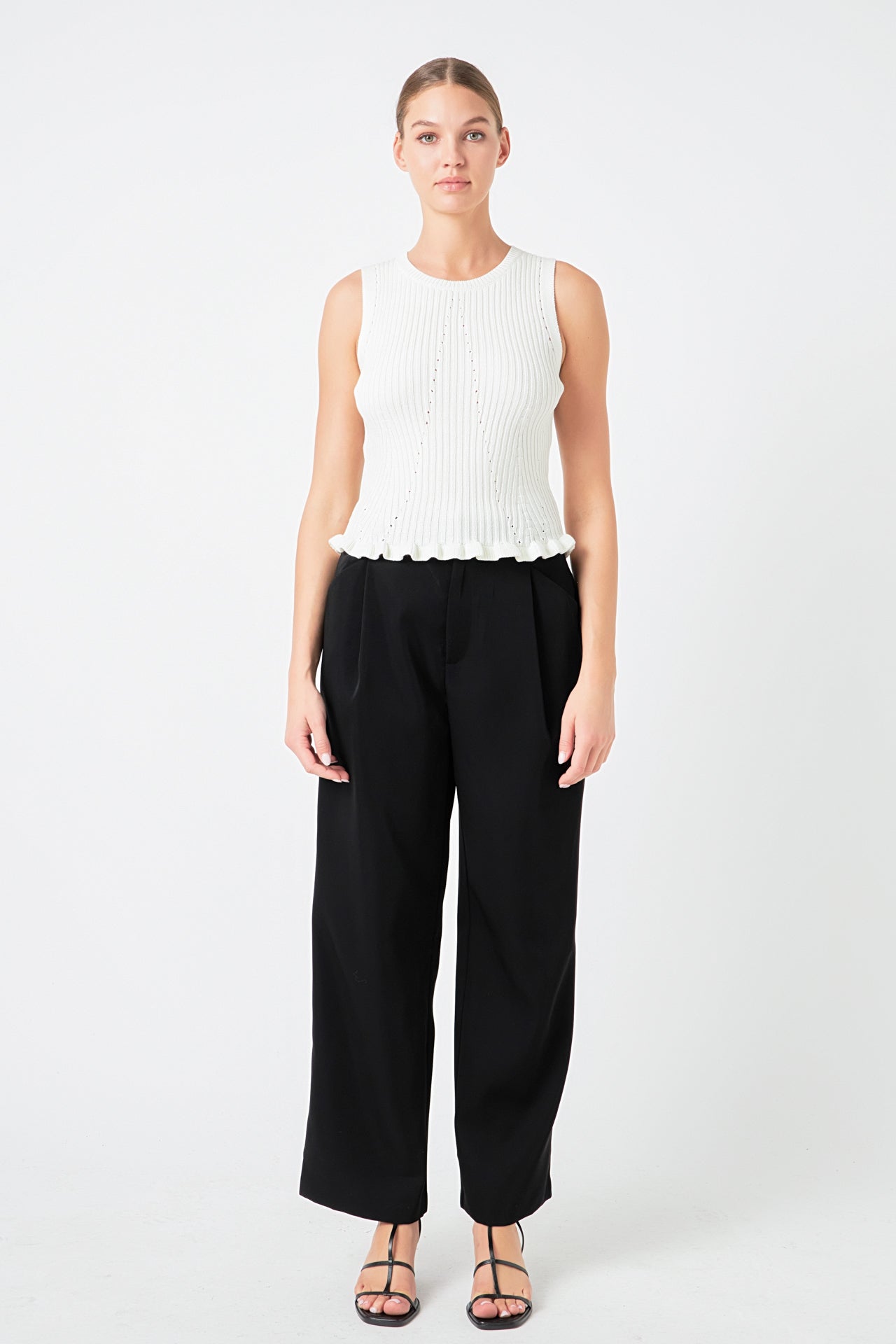 ENDLESS ROSE - Sleeveless Frill Detailed Top - TOPS available at Objectrare