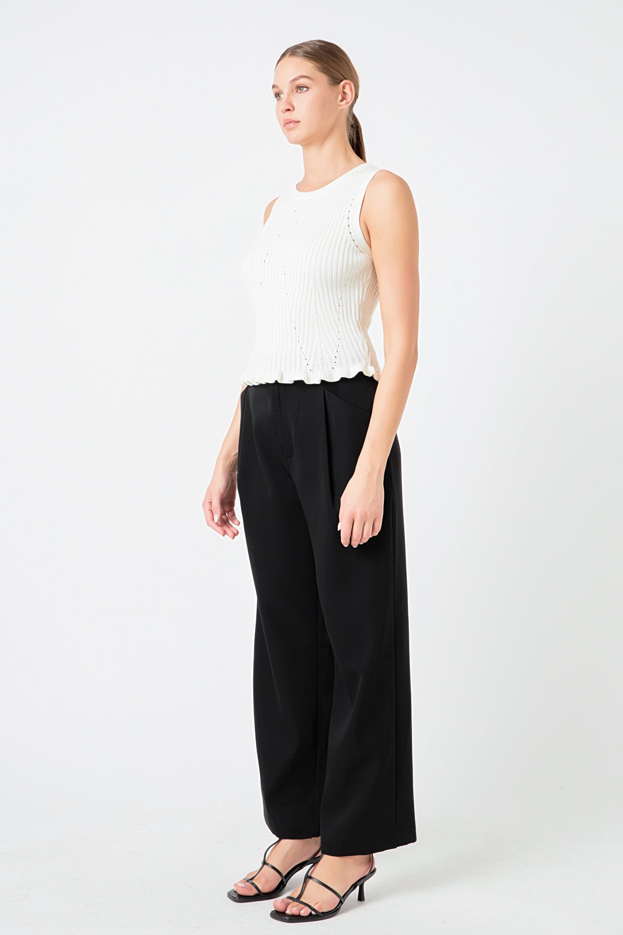 ENDLESS ROSE - Sleeveless Frill Detailed Top - TOPS available at Objectrare
