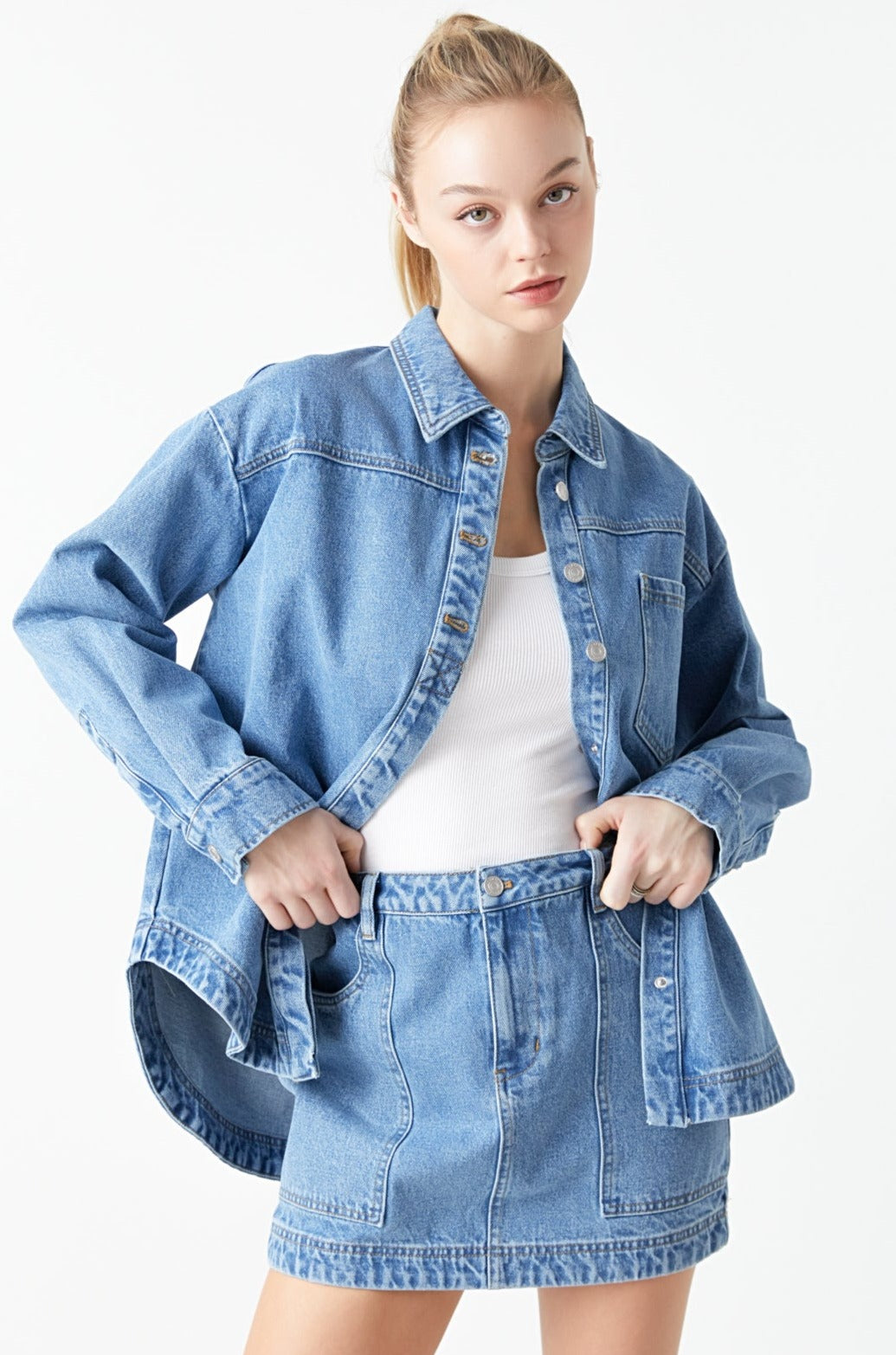 GREY LAB - Oversized Denim Shirt - TOPS available at Objectrare