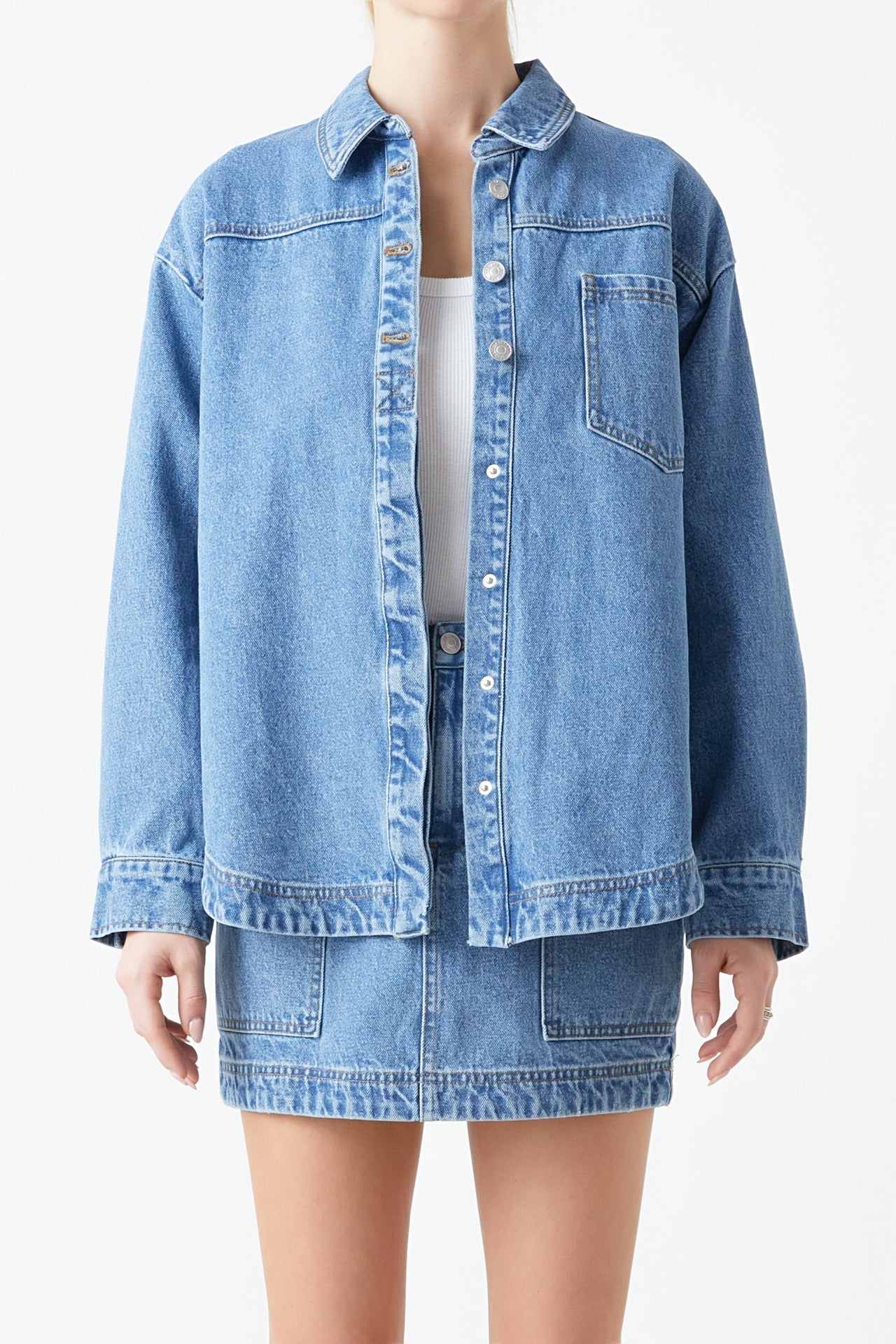 GREY LAB - Oversized Denim Shirt - TOPS available at Objectrare