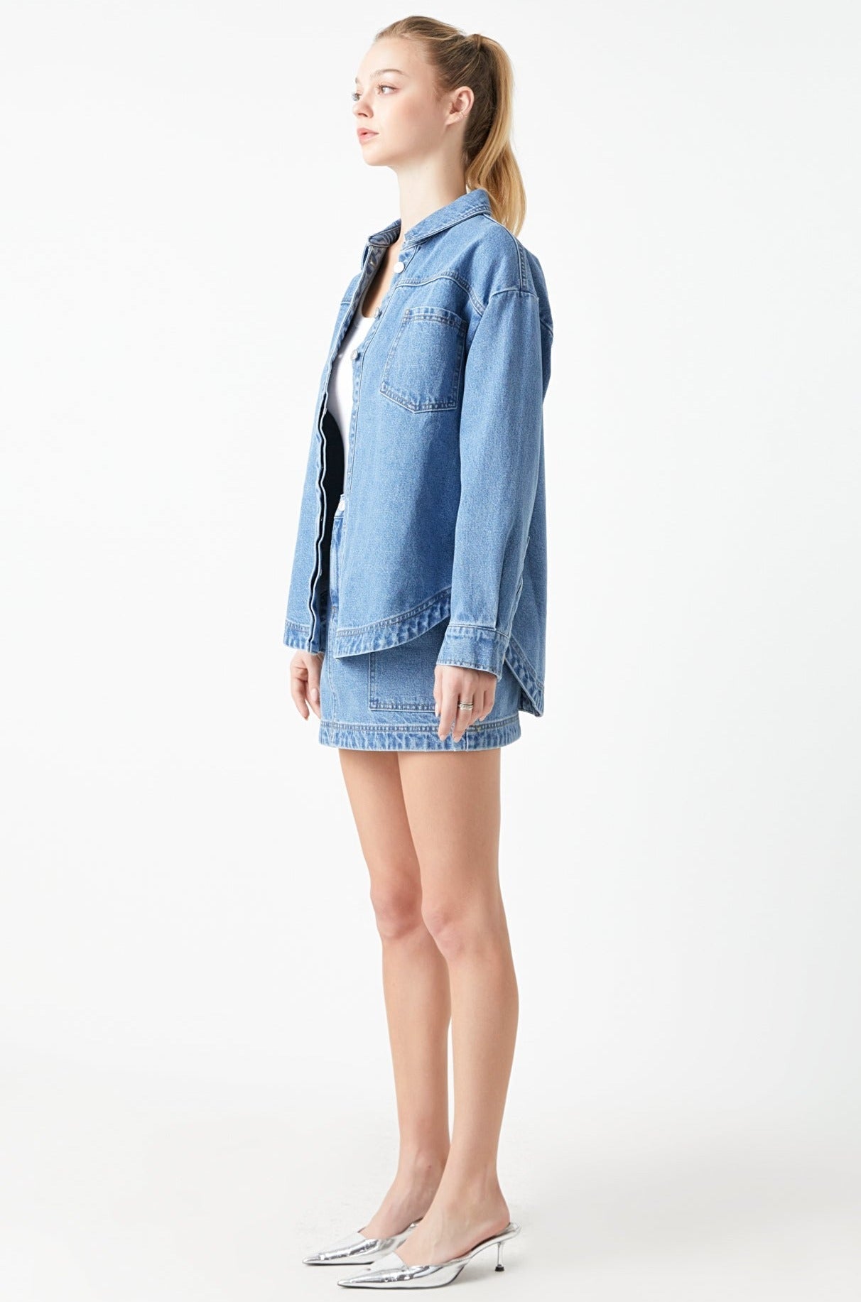 GREY LAB - Oversized Denim Shirt - TOPS available at Objectrare