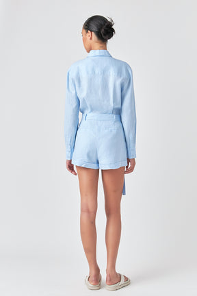 GREY LAB - Linen Romper - ROMPERS available at Objectrare