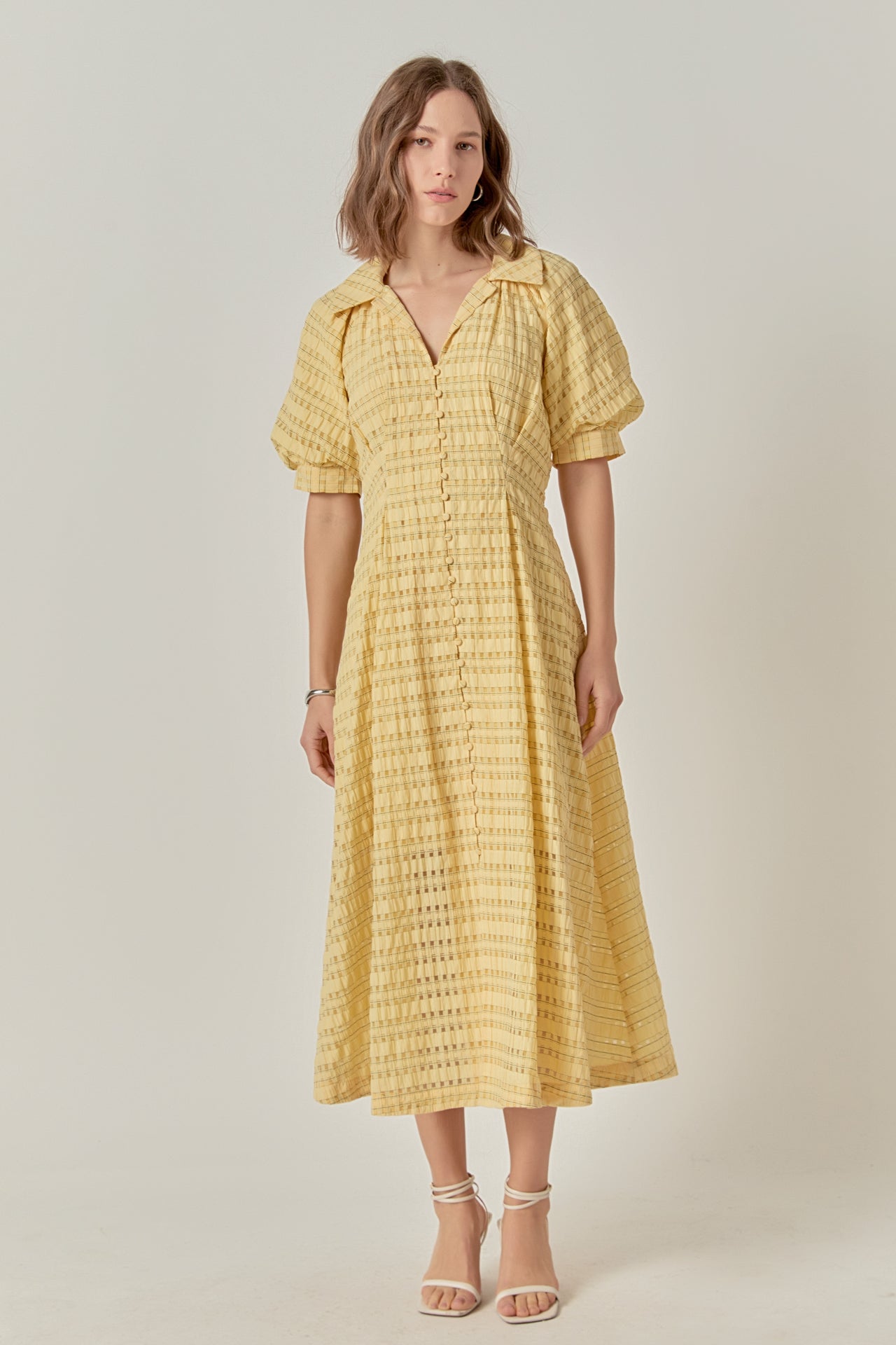 Seersucker Check Midi Dress