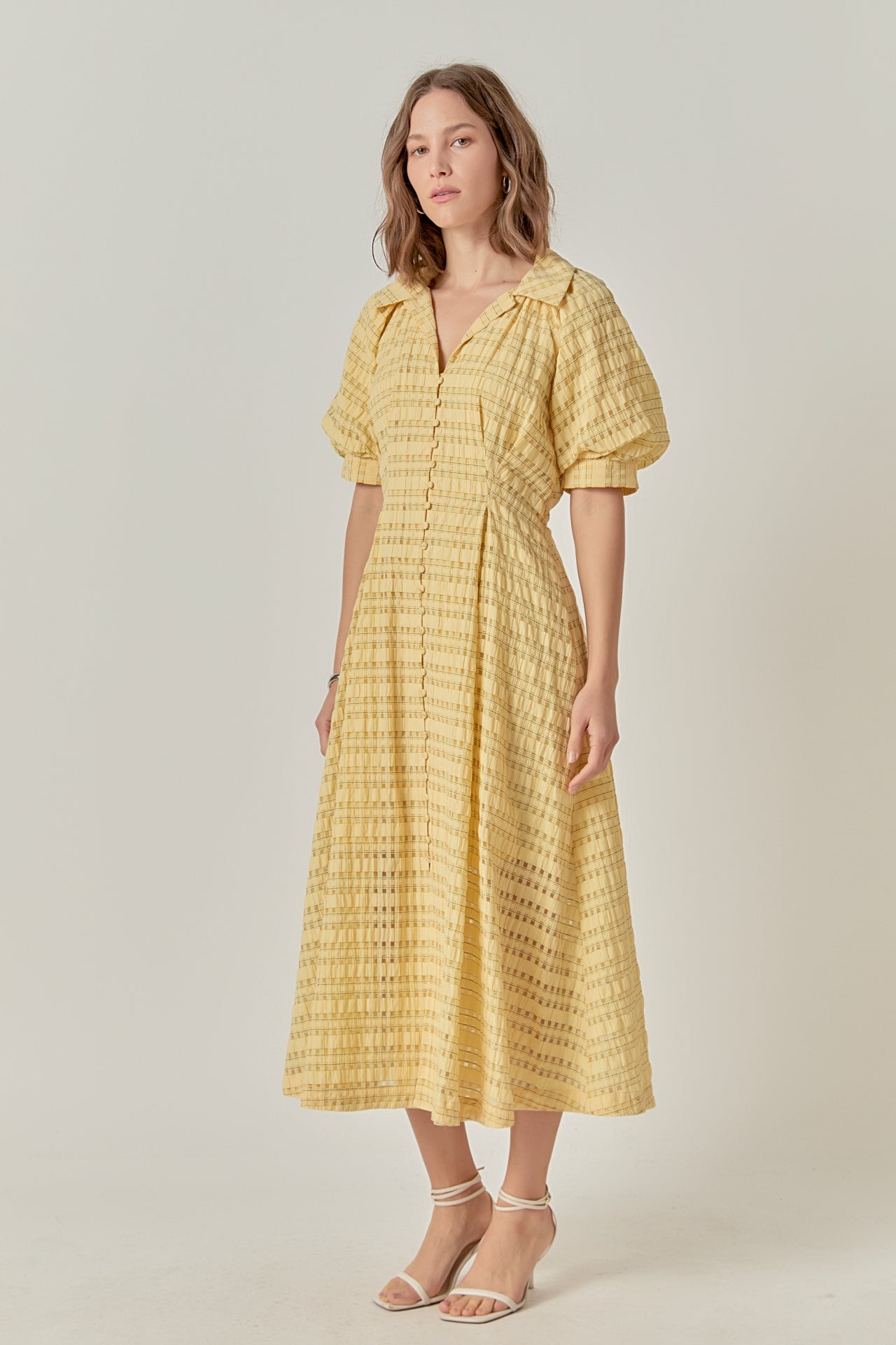 Seersucker Check Midi Dress