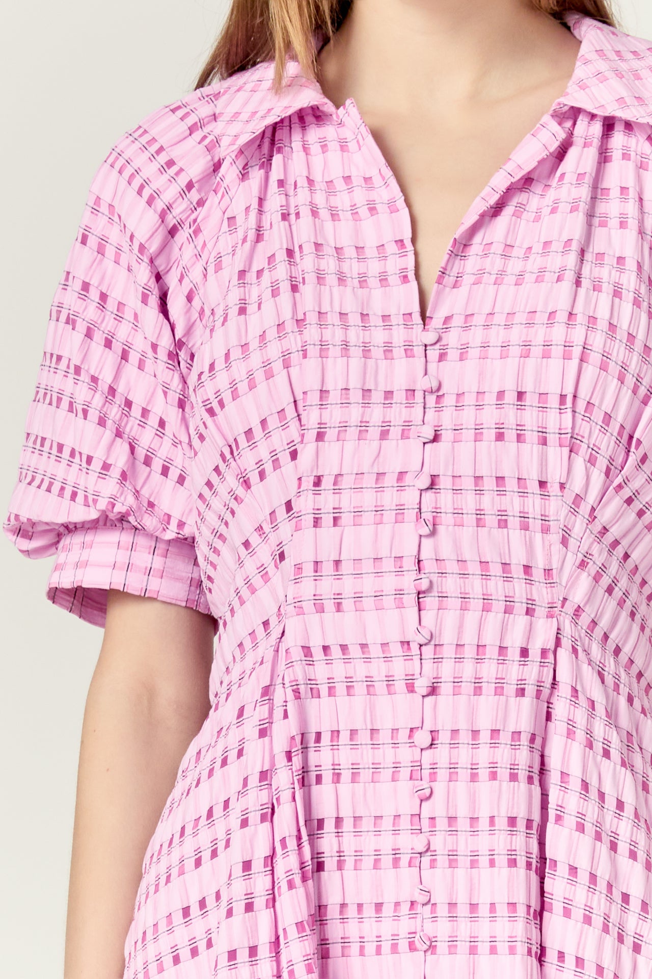 Seersucker Check Midi Dress