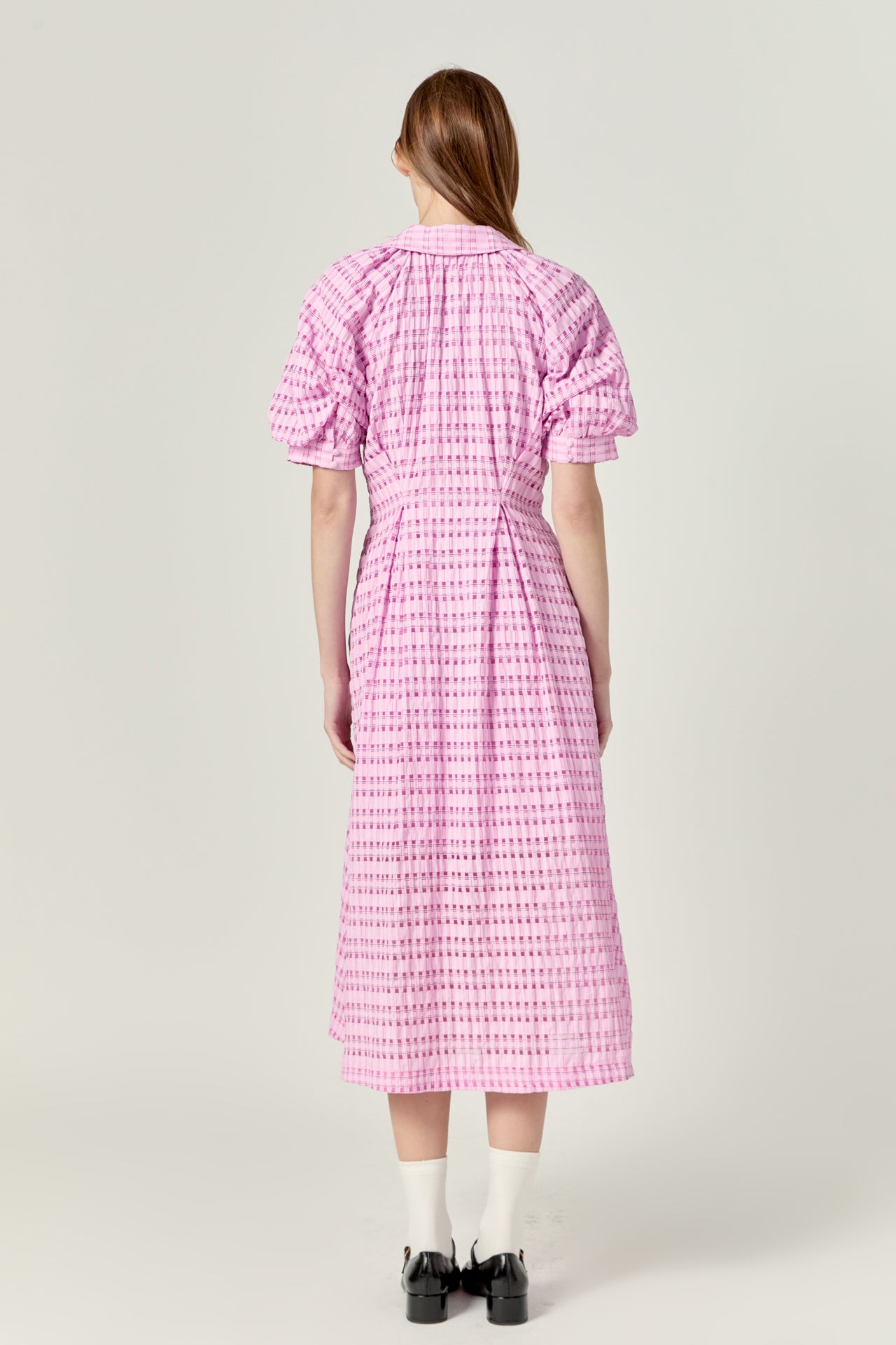 Seersucker Check Midi Dress