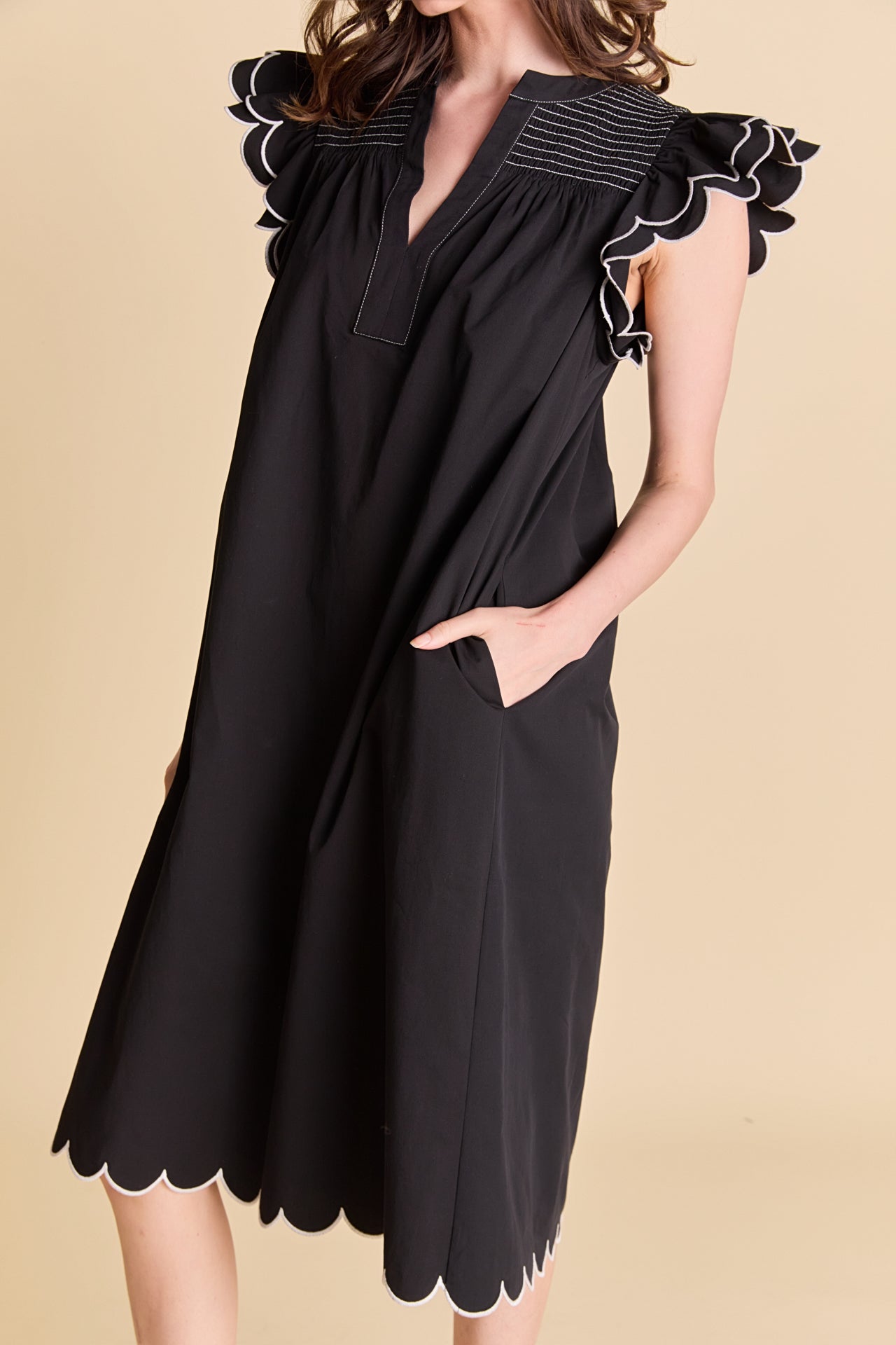 ENGLISH FACTORY - Scallop Midi Dress - DRESSES available at Objectrare