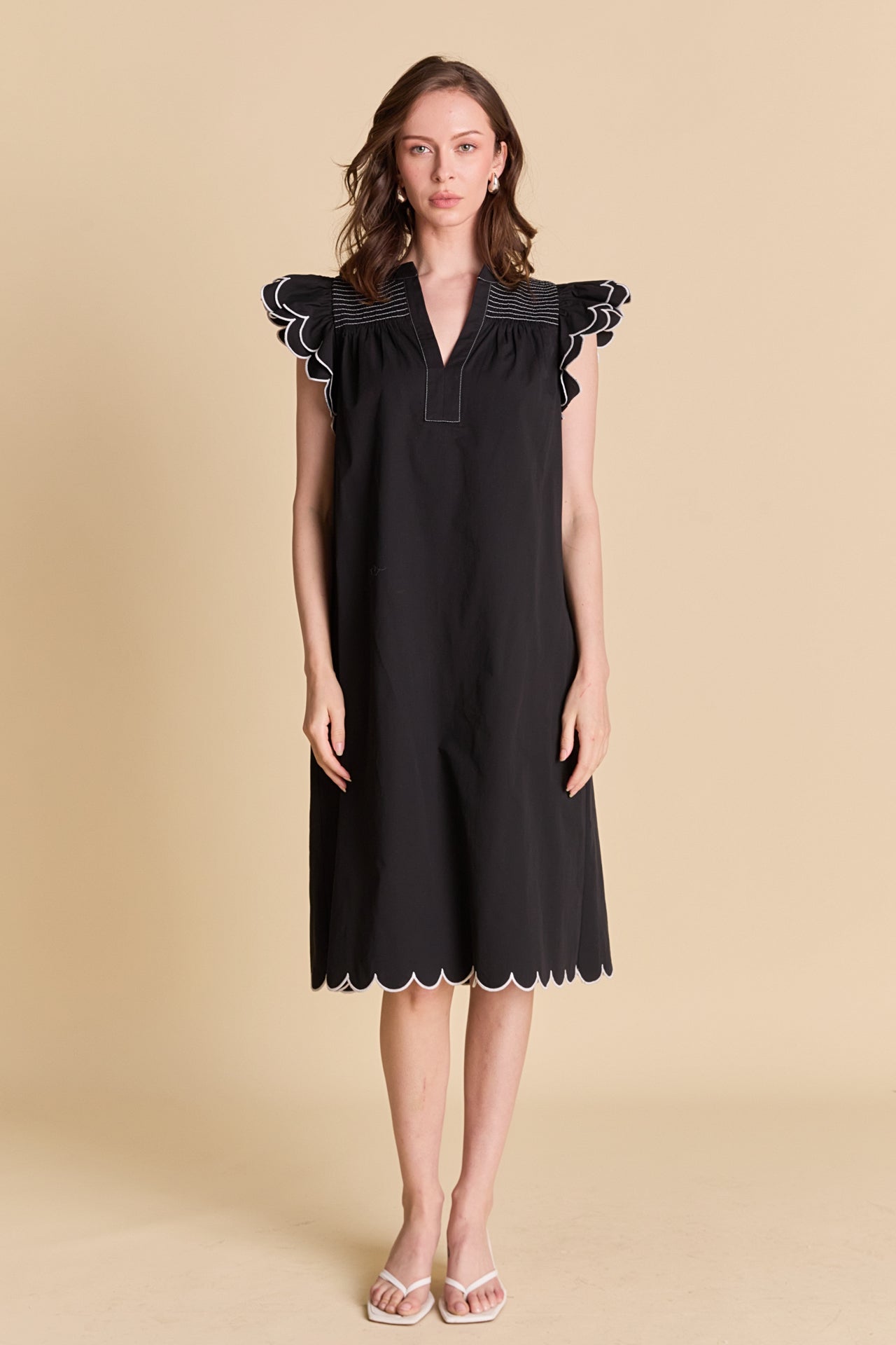 ENGLISH FACTORY - Scallop Midi Dress - DRESSES available at Objectrare