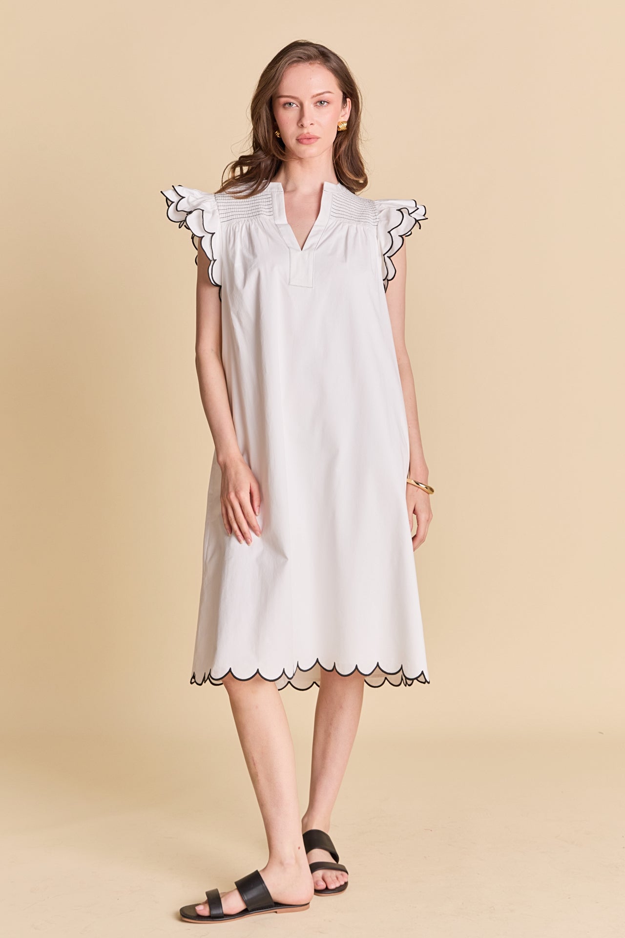 ENGLISH FACTORY - Scallop Midi Dress - DRESSES available at Objectrare