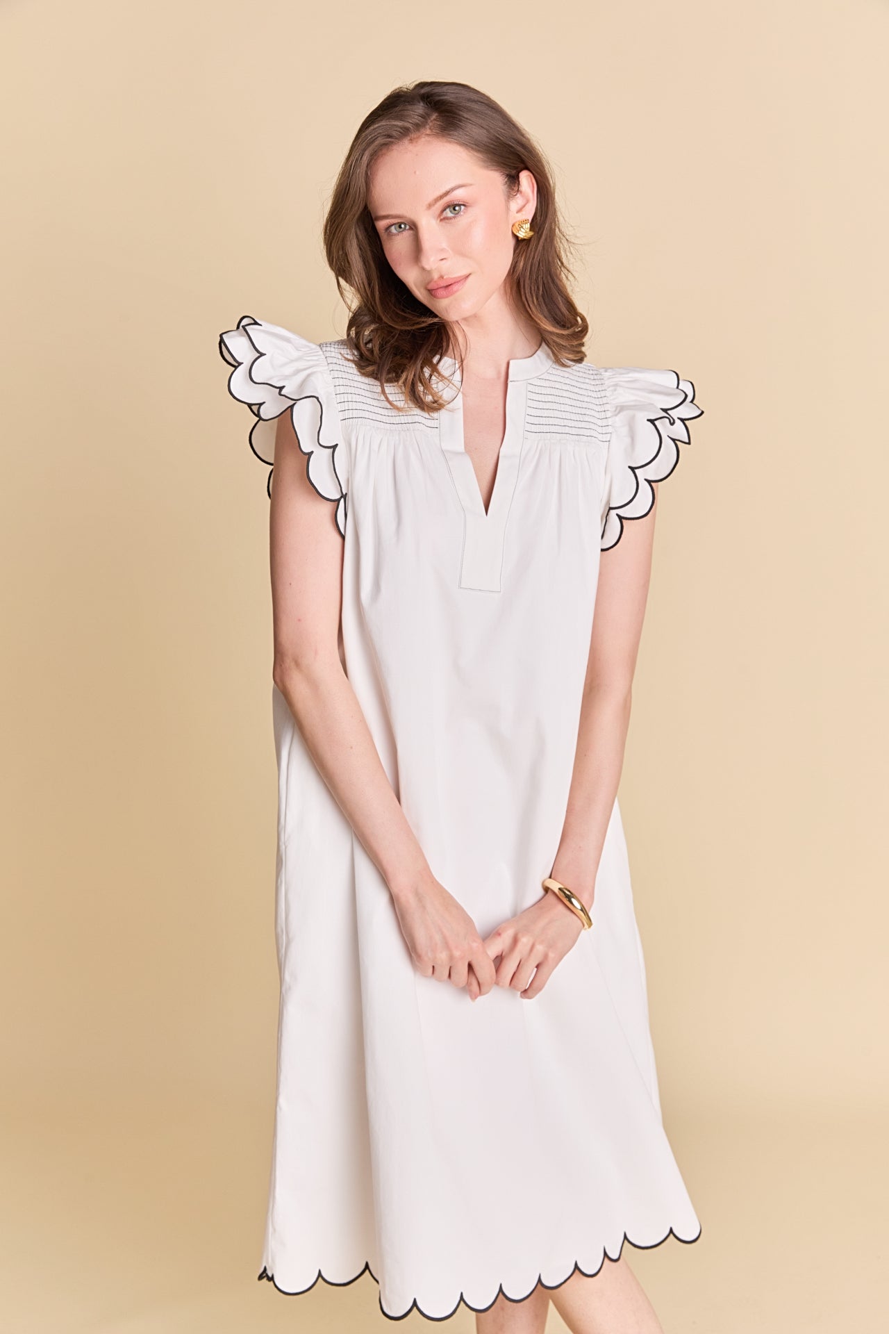 ENGLISH FACTORY - Scallop Midi Dress - DRESSES available at Objectrare