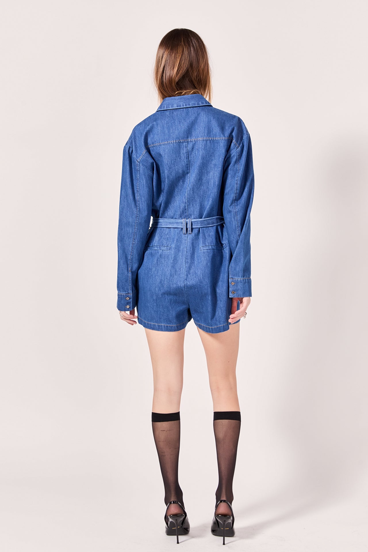 ENGLISH FACTORY - Denim Romper - ROMPERS available at Objectrare