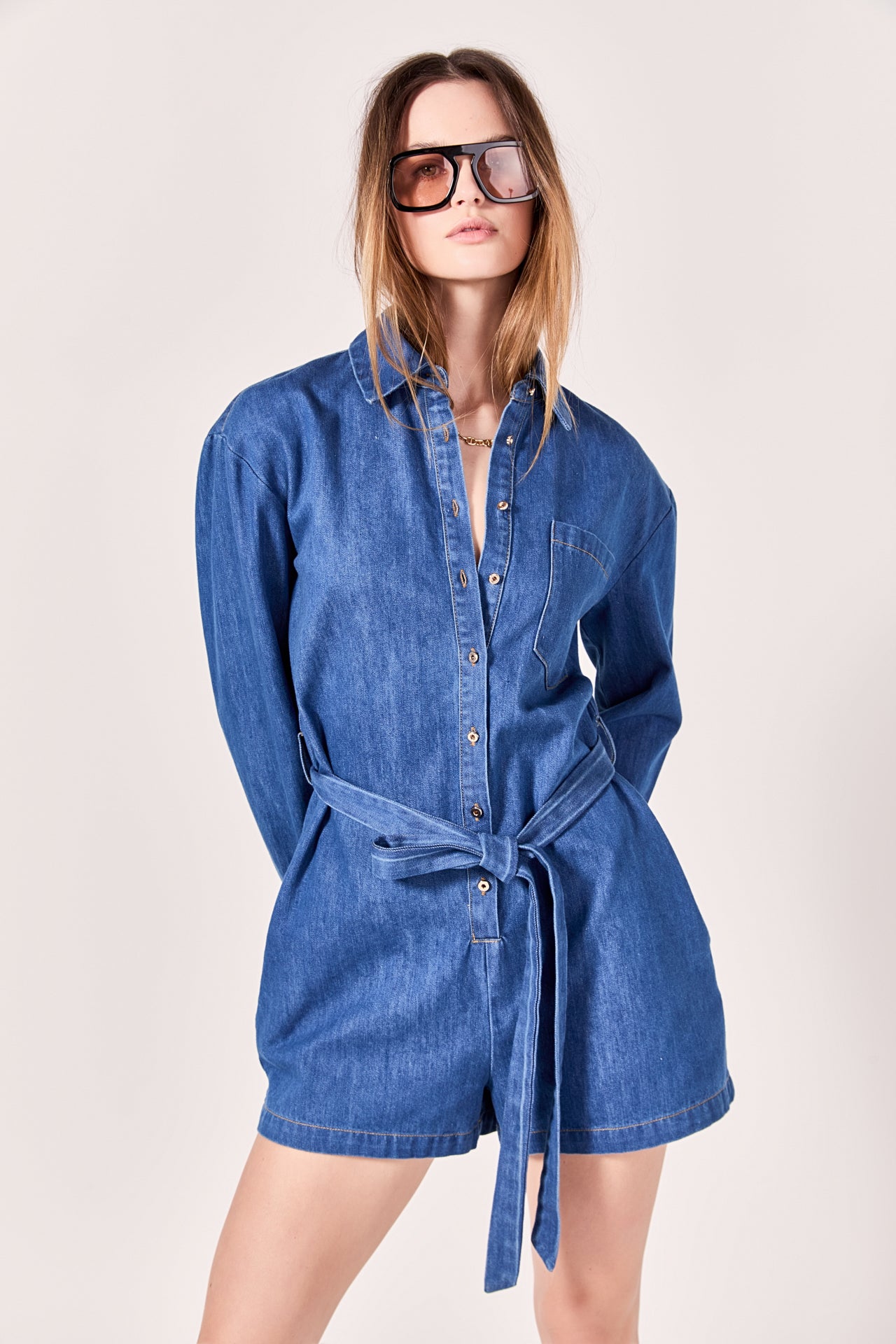 ENGLISH FACTORY - Denim Romper - ROMPERS available at Objectrare