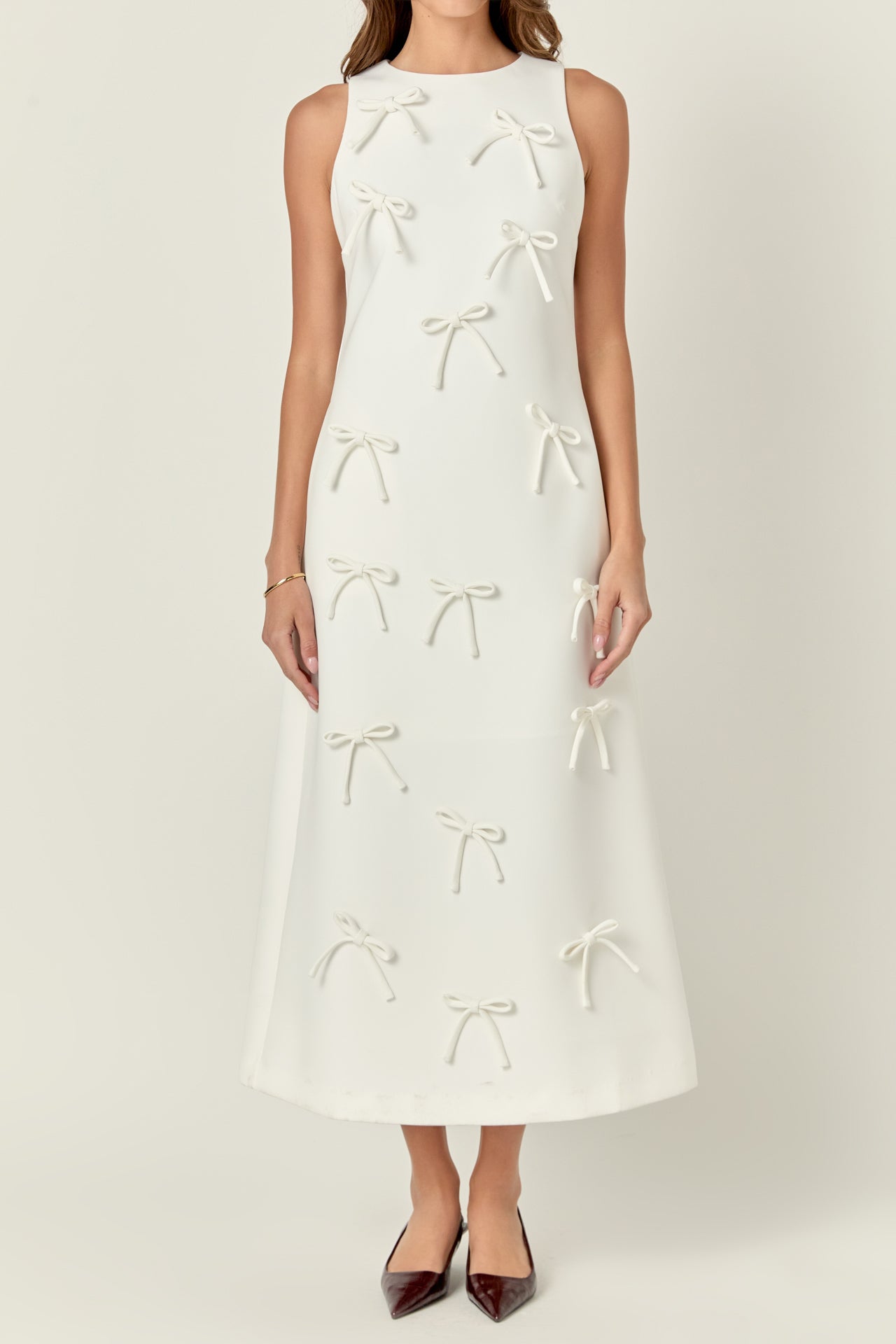 ENGLISH FACTORY - Bow Pointed Sleeveless Midi Dress - DRESSES available at Objectrare