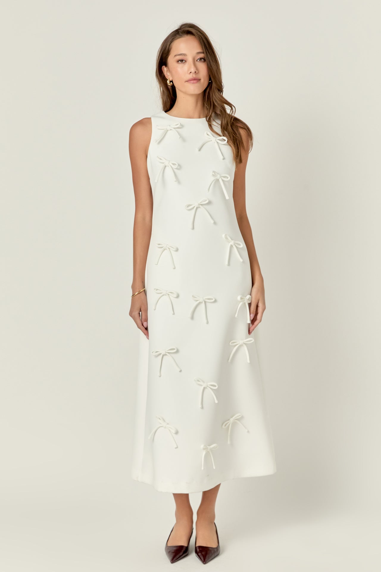 ENGLISH FACTORY - Bow Pointed Sleeveless Midi Dress - DRESSES available at Objectrare
