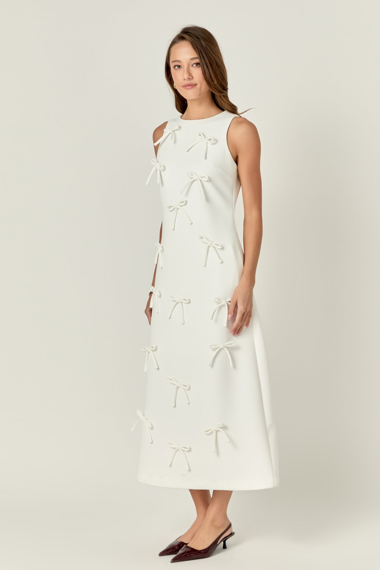 ENGLISH FACTORY - Bow Pointed Sleeveless Midi Dress - DRESSES available at Objectrare
