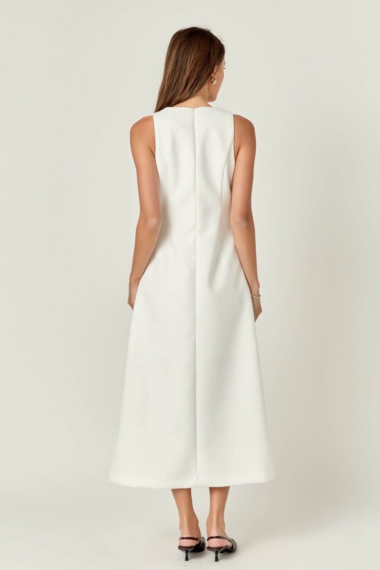 ENGLISH FACTORY - Bow Pointed Sleeveless Midi Dress - DRESSES available at Objectrare