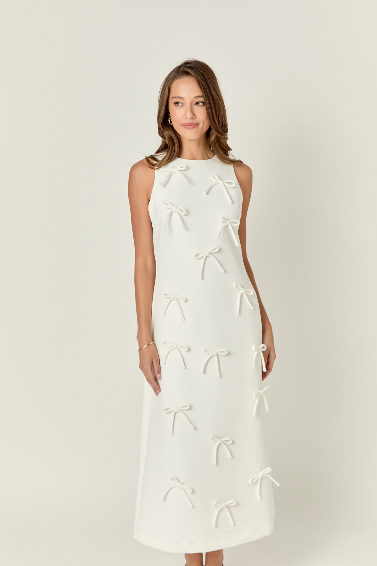 ENGLISH FACTORY - Bow Pointed Sleeveless Midi Dress - DRESSES available at Objectrare