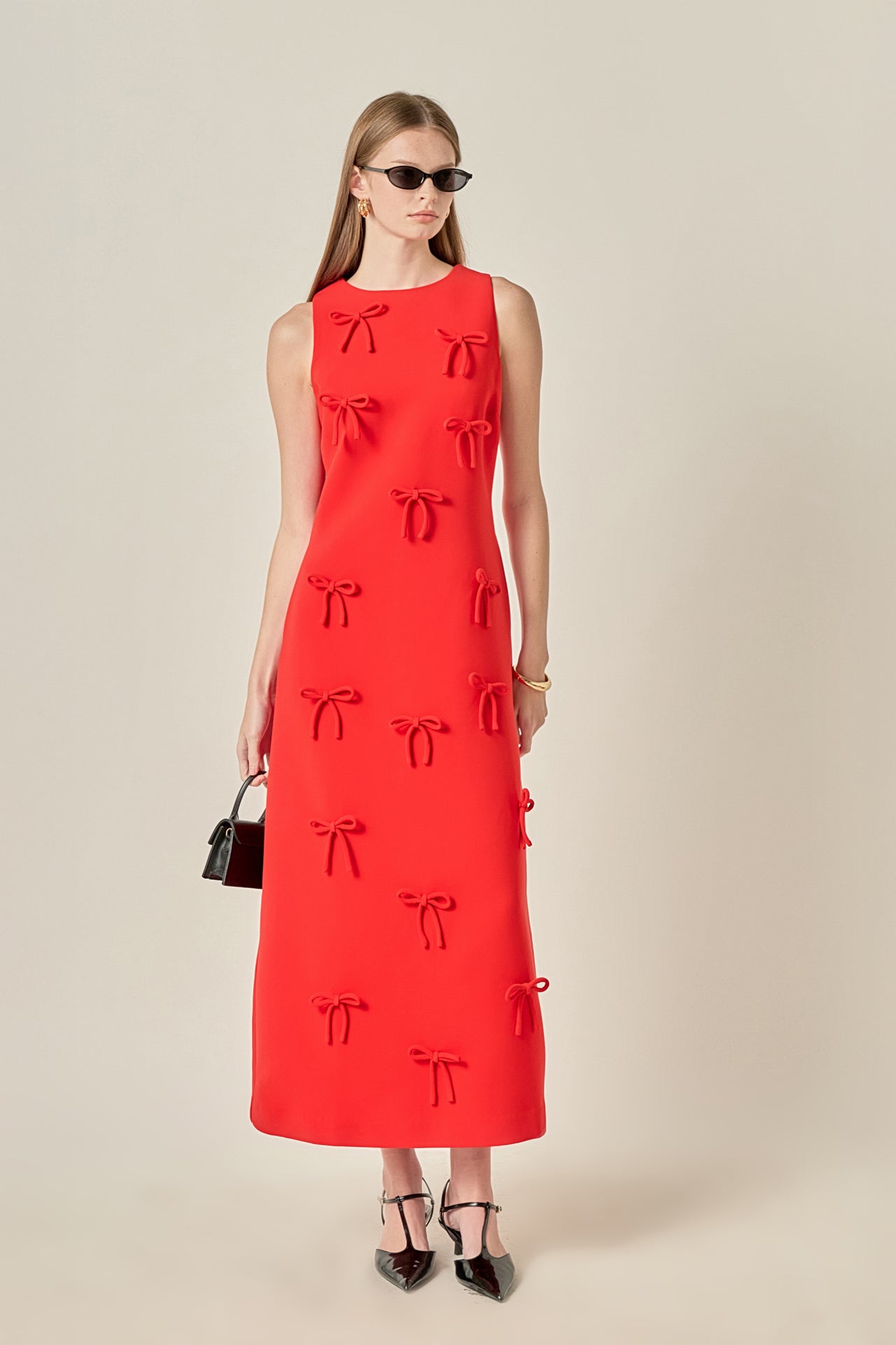 Bow Detailed Sleeveless Midi Dress