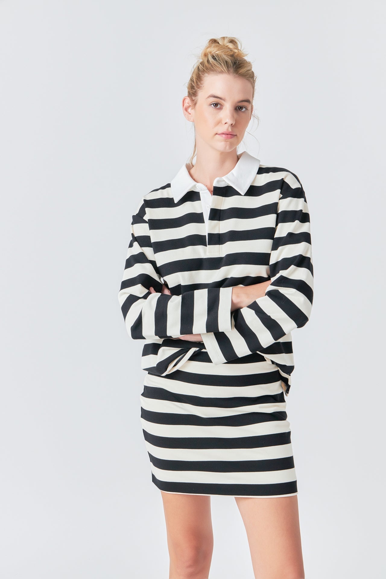 GREY LAB - Stripe Collar Sweatshirt - HOODIES & SWEATSHIRTS available at Objectrare