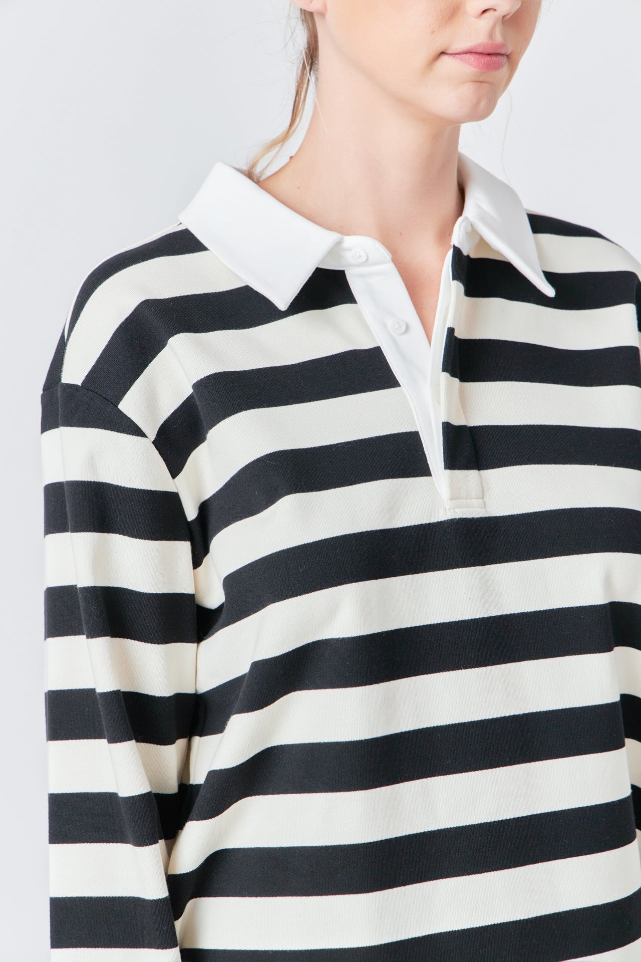 GREY LAB - Stripe Collar Sweatshirt - HOODIES & SWEATSHIRTS available at Objectrare