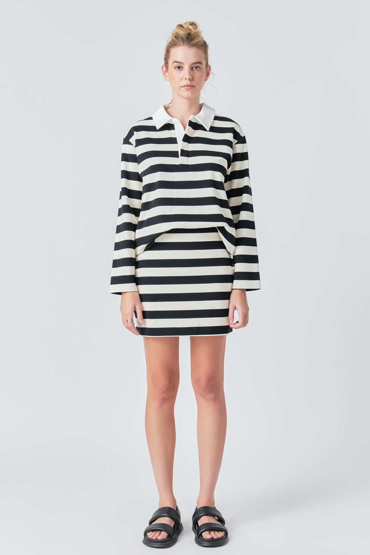 GREY LAB - Stripe Collar Sweatshirt - HOODIES & SWEATSHIRTS available at Objectrare