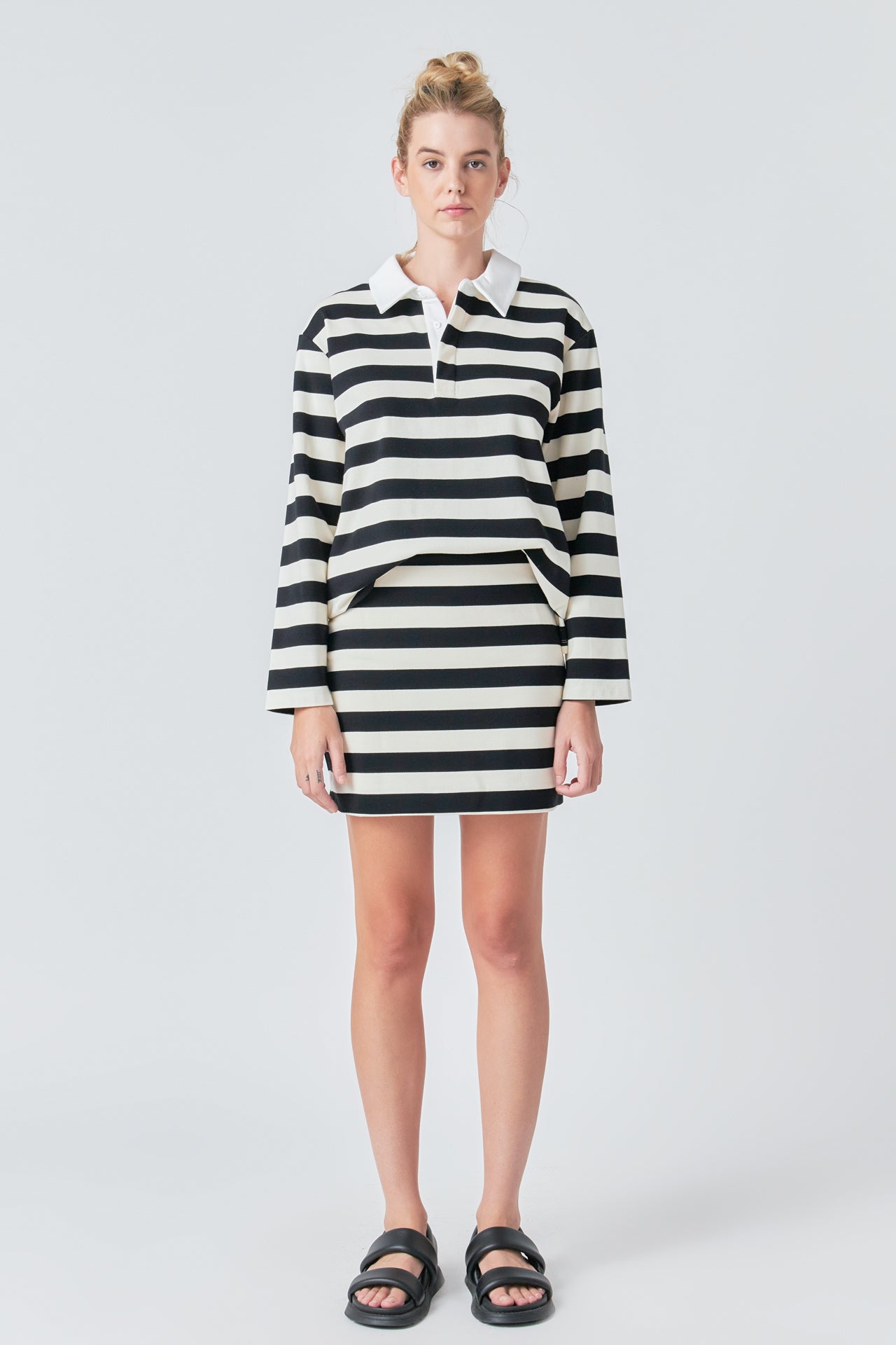 GREY LAB - Stripe Collar Sweatshirt - HOODIES & SWEATSHIRTS available at Objectrare