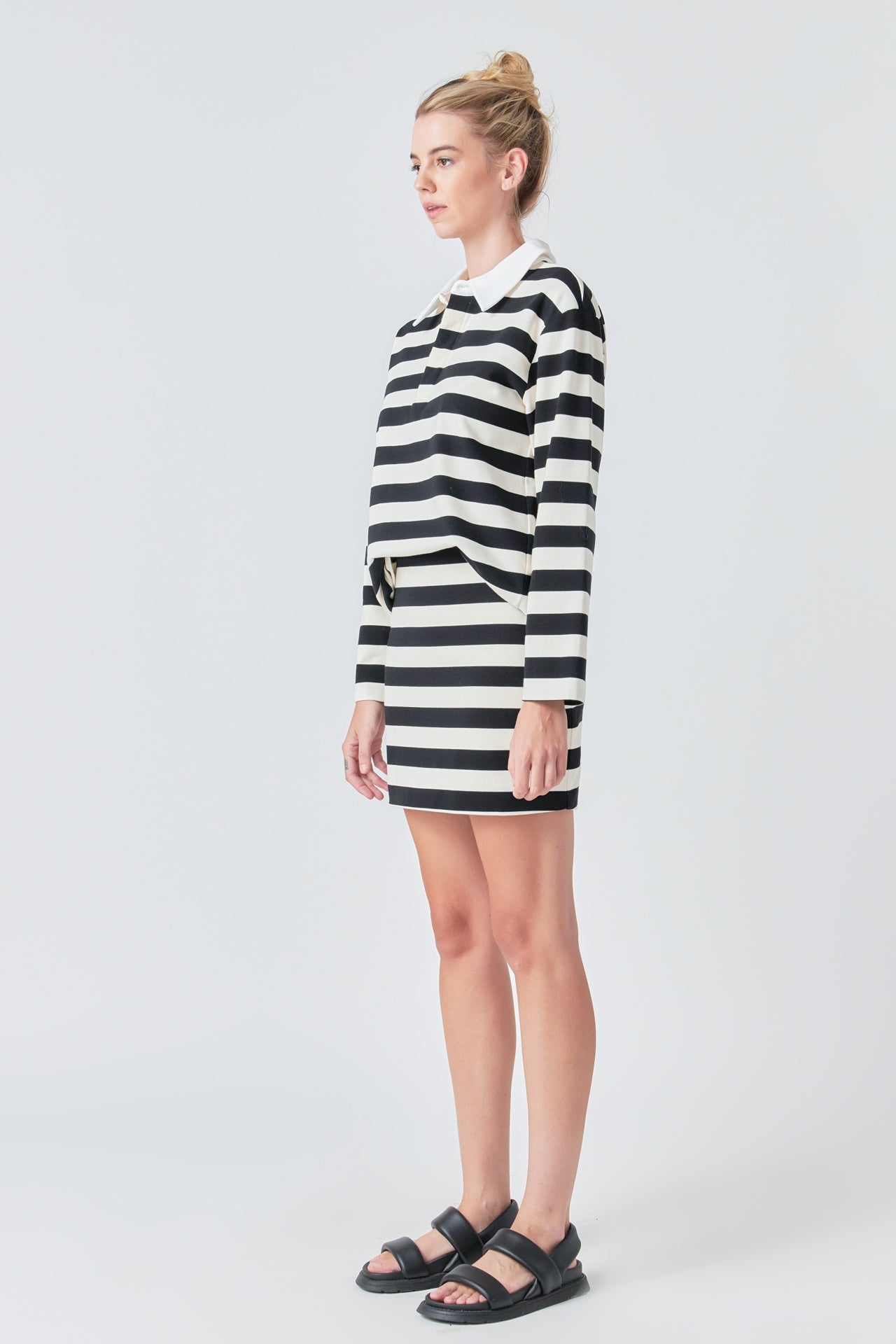 GREY LAB - Stripe Collar Sweatshirt - HOODIES & SWEATSHIRTS available at Objectrare