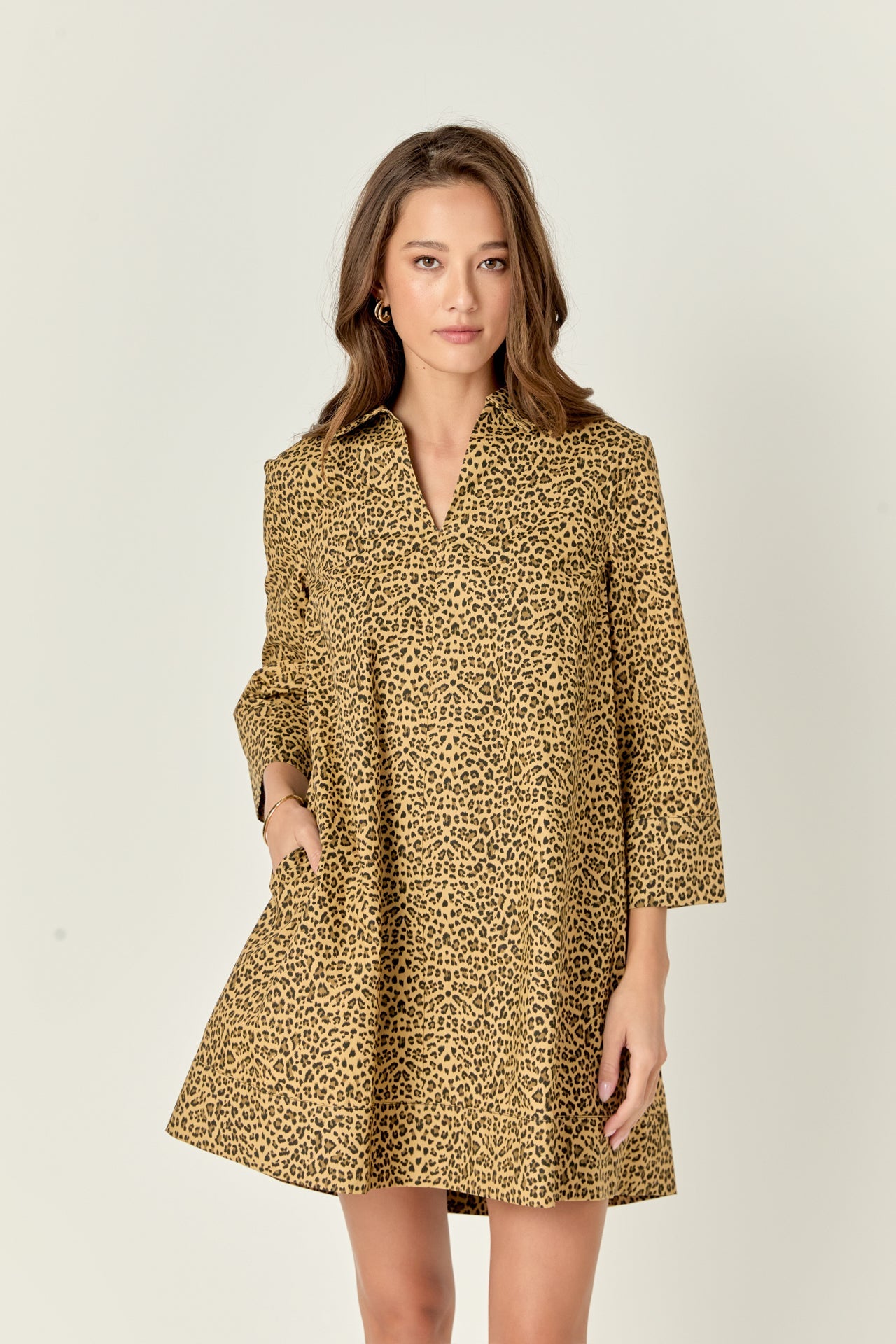 ENGLISH FACTORY - Leopard Collar Mini Dress - DRESSES available at Objectrare