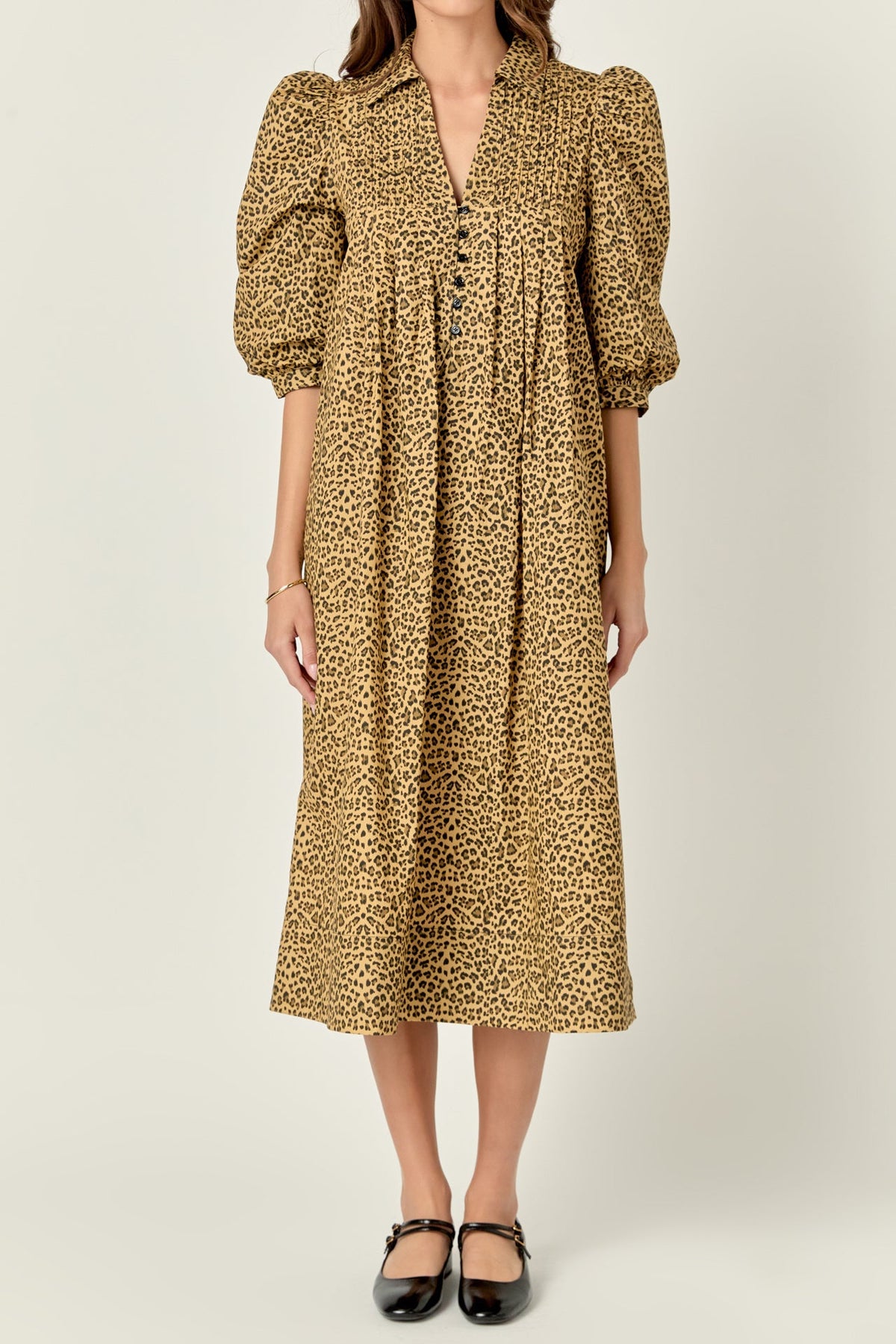 ENGLISH FACTORY - Leopard Collar Midi Dress- Sold Out - DRESSES available at Objectrare