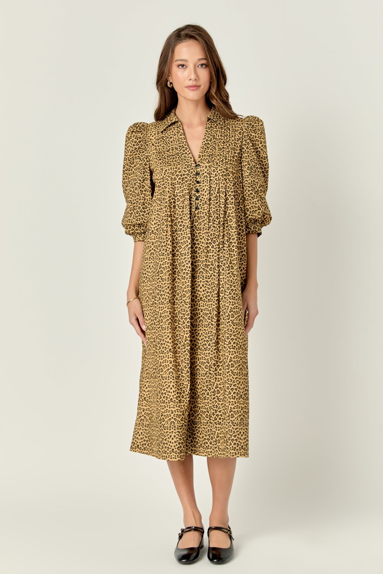 ENGLISH FACTORY - Leopard Collar Midi Dress - DRESSES available at Objectrare