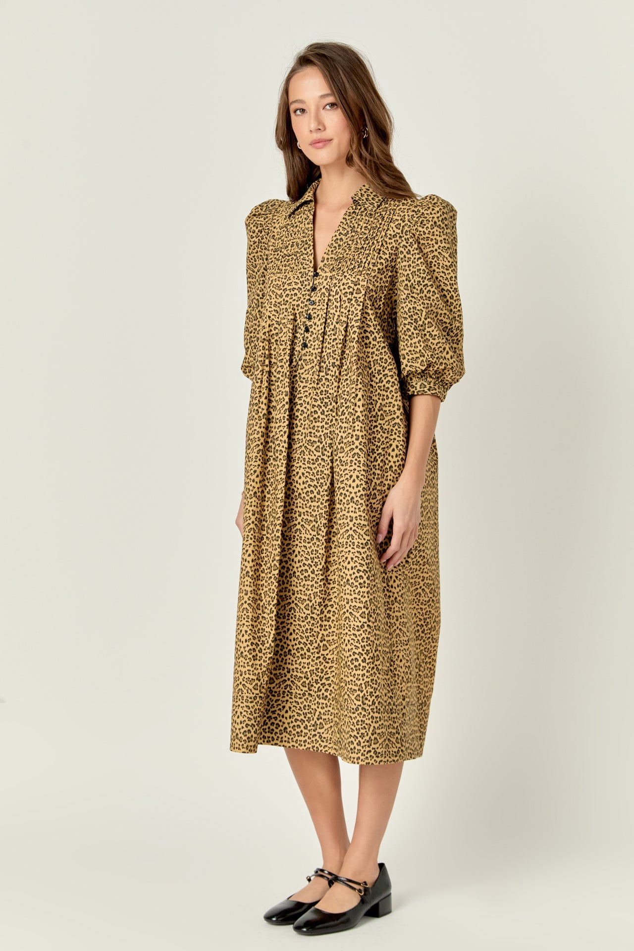 ENGLISH FACTORY - Leopard Collar Midi Dress - DRESSES available at Objectrare