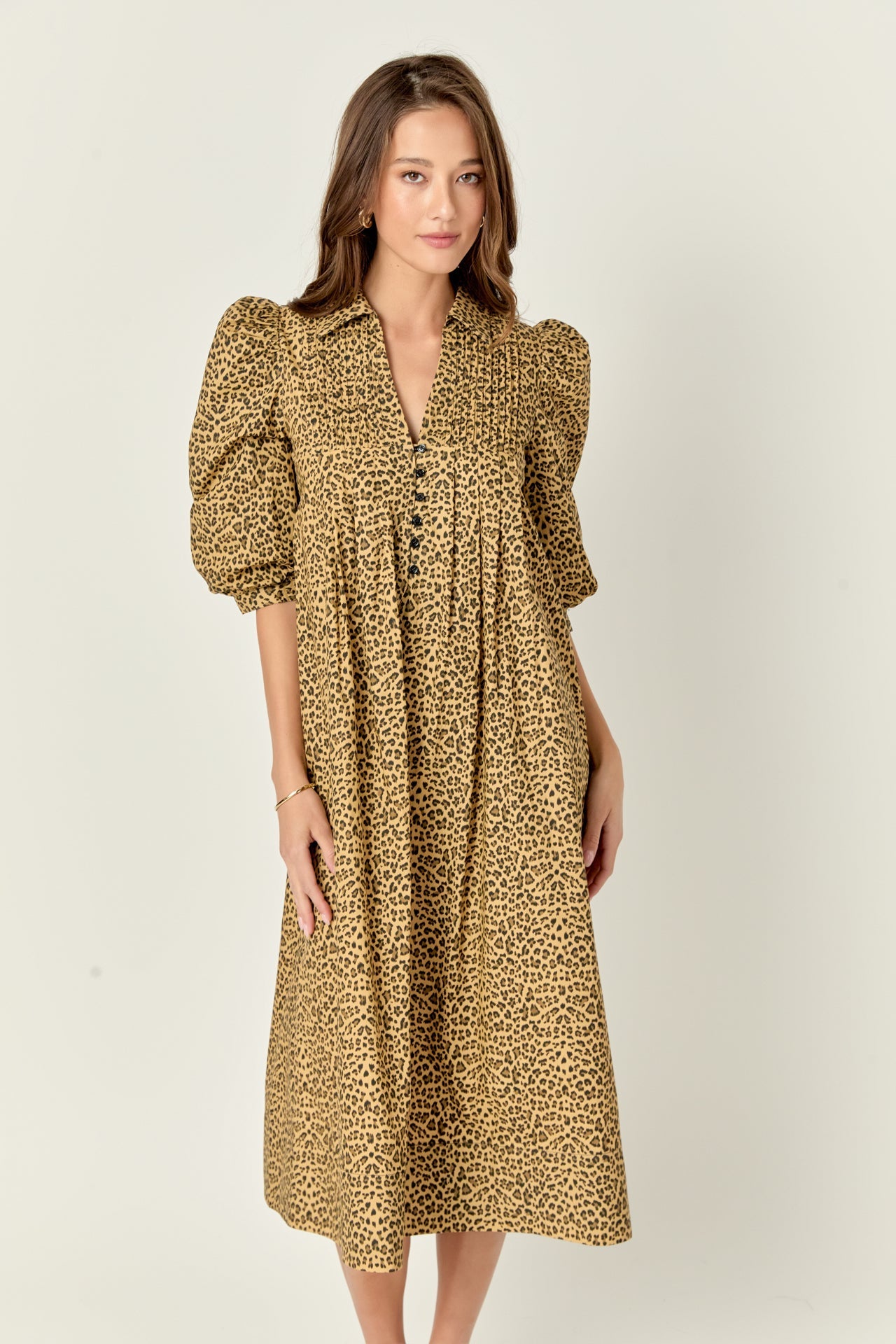 ENGLISH FACTORY - Leopard Collar Midi Dress - DRESSES available at Objectrare