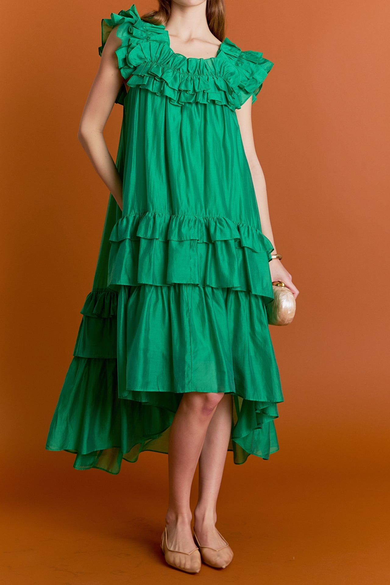 ENGLISH FACTORY - Sleeveless Ruffled Midi Dress - DRESSES available at Objectrare