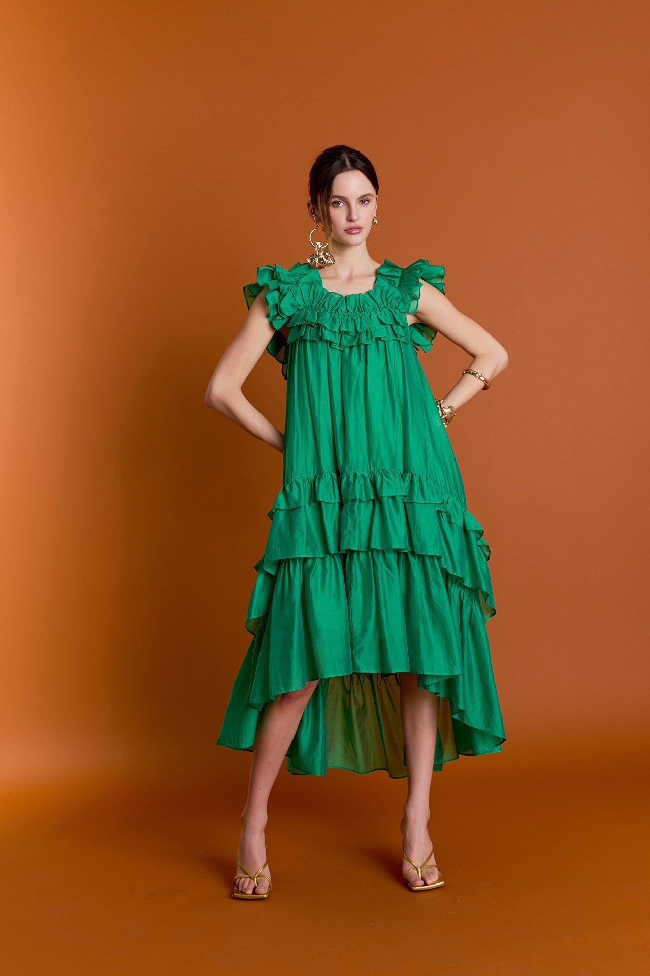 ENGLISH FACTORY - Sleeveless Ruffled Midi Dress - DRESSES available at Objectrare