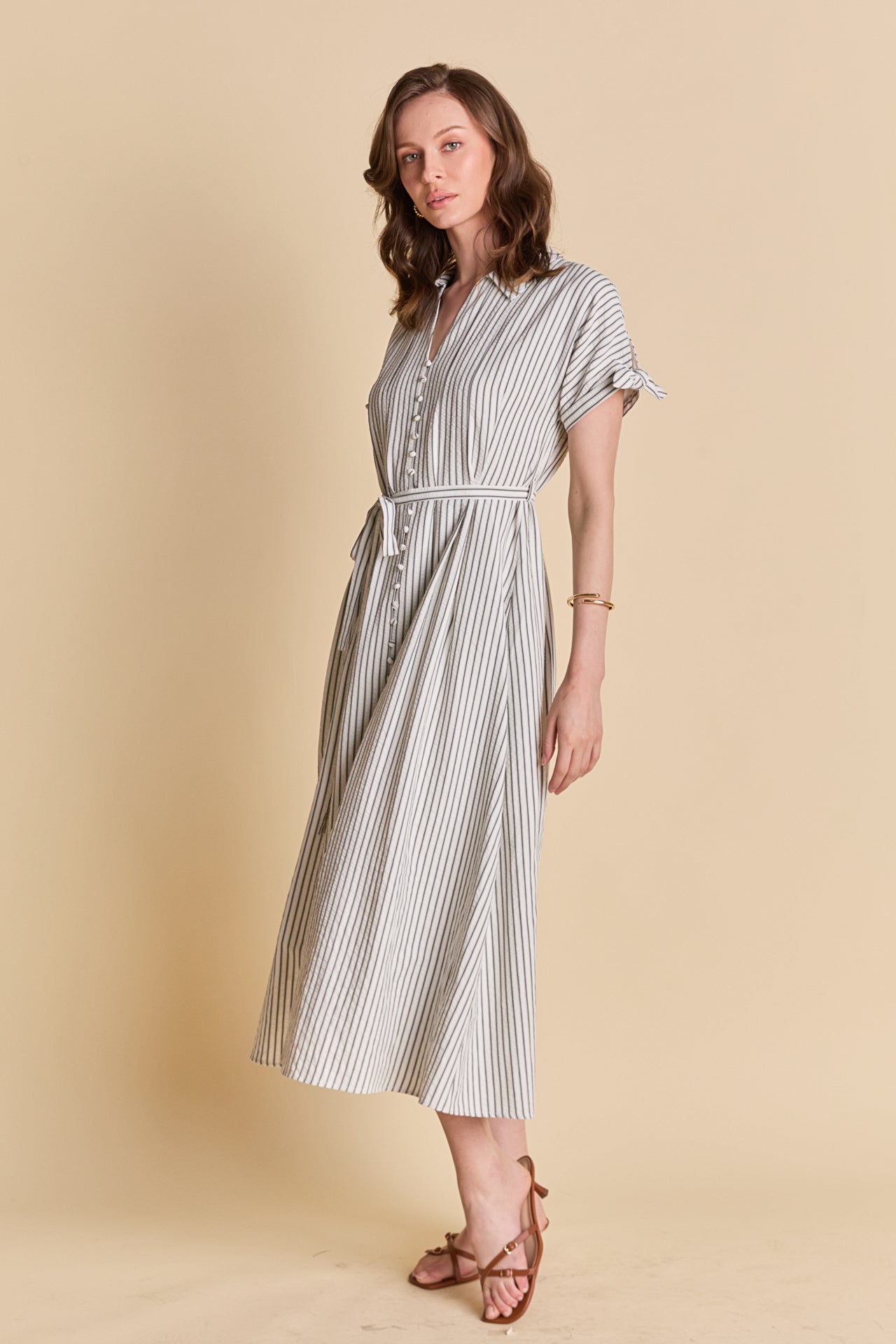 ENGLISH FACTORY - Pinstripe Polished Shirt Dress - DRESSES available at Objectrare
