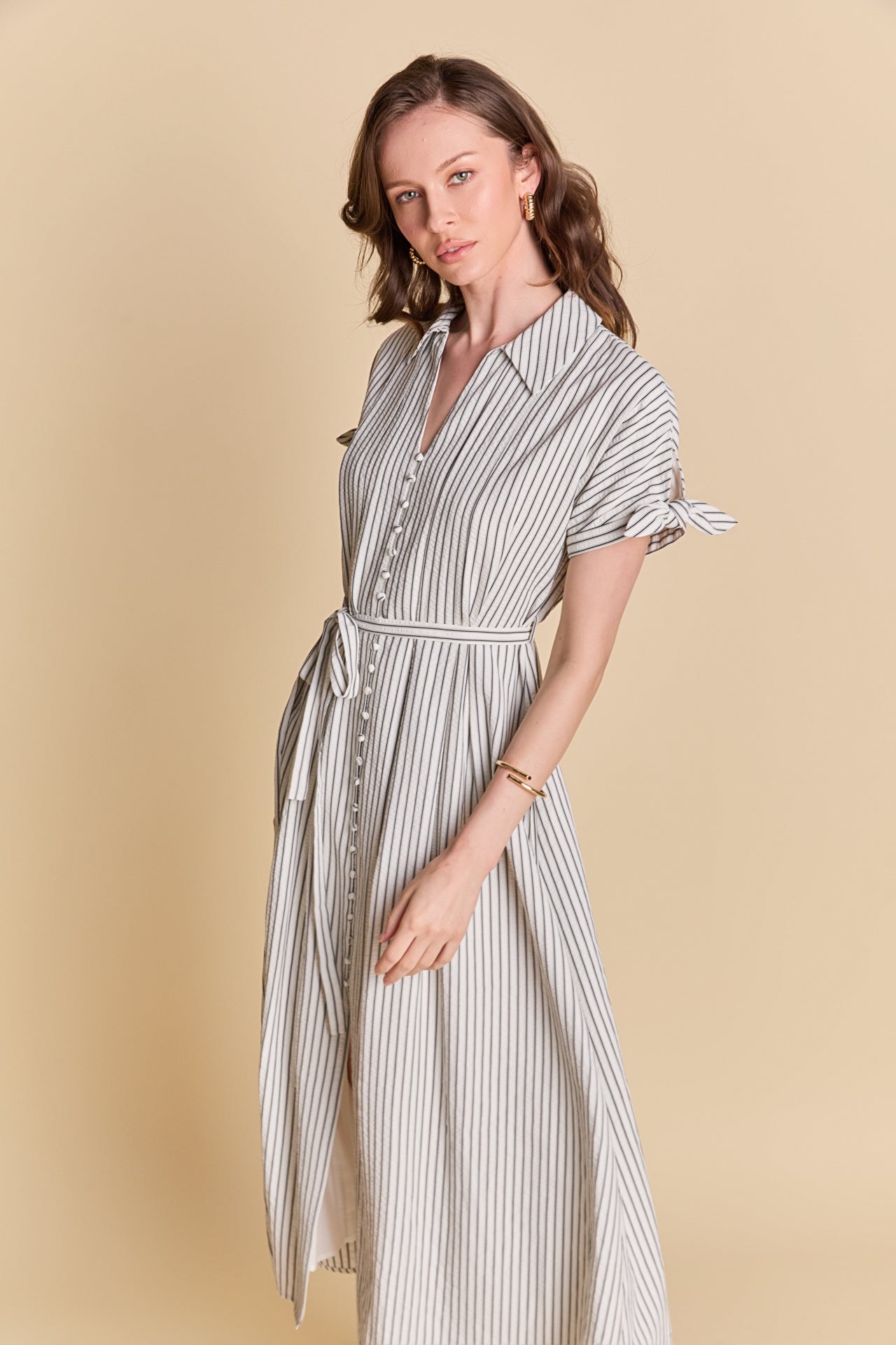 ENGLISH FACTORY - Pinstripe Polished Shirt Dress - DRESSES available at Objectrare