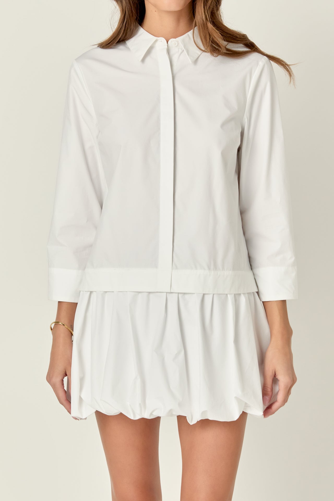 ENGLISH FACTORY - Bubble Hem Shirt Mini Dress - DRESSES available at Objectrare